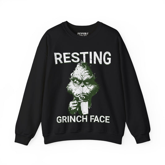 Grinch Resting Grinch Face- Sweatshirt