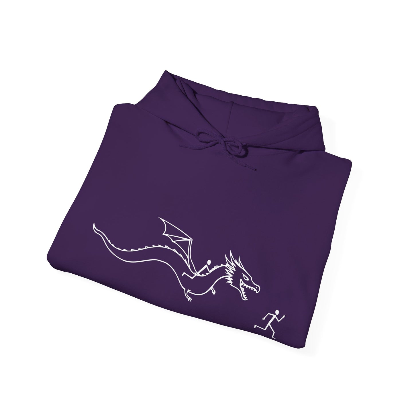 Hooded Sweatshirt - Stick figure Chased by Dragon Design