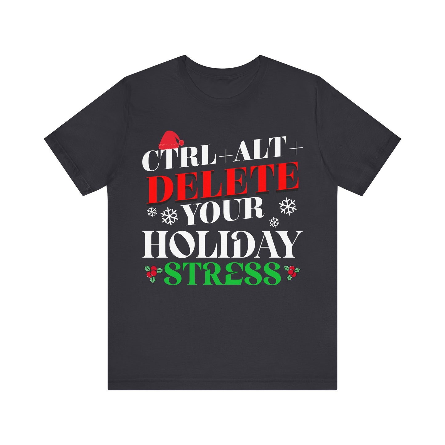 Christmas Gamer Tee, Gaming Holiday Shirt, Ctrl Alt Delete Stress, Unisex Jersey T-Shirt