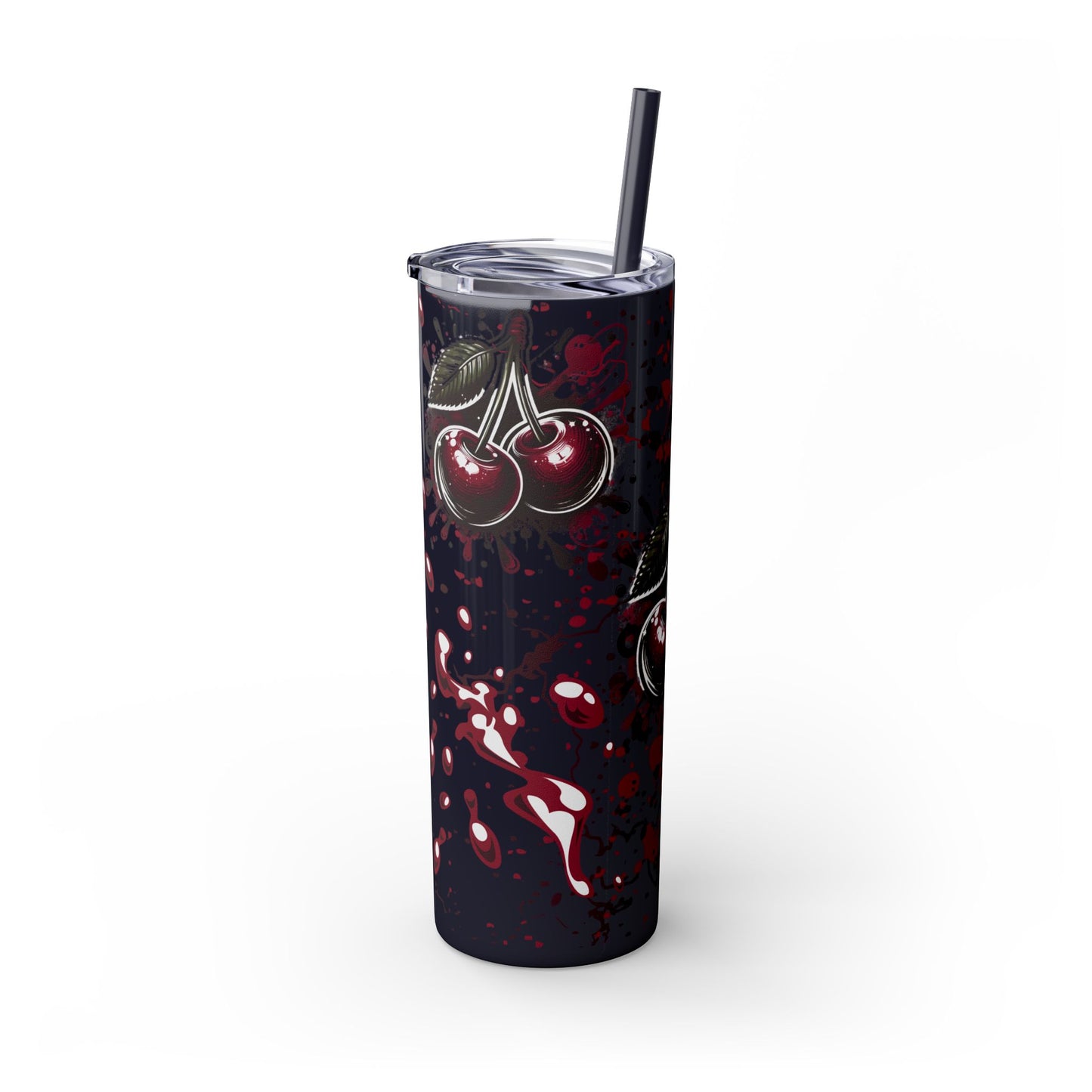 Tumbler Cup, Cherry Aesthetic Design, 20oz with Straw