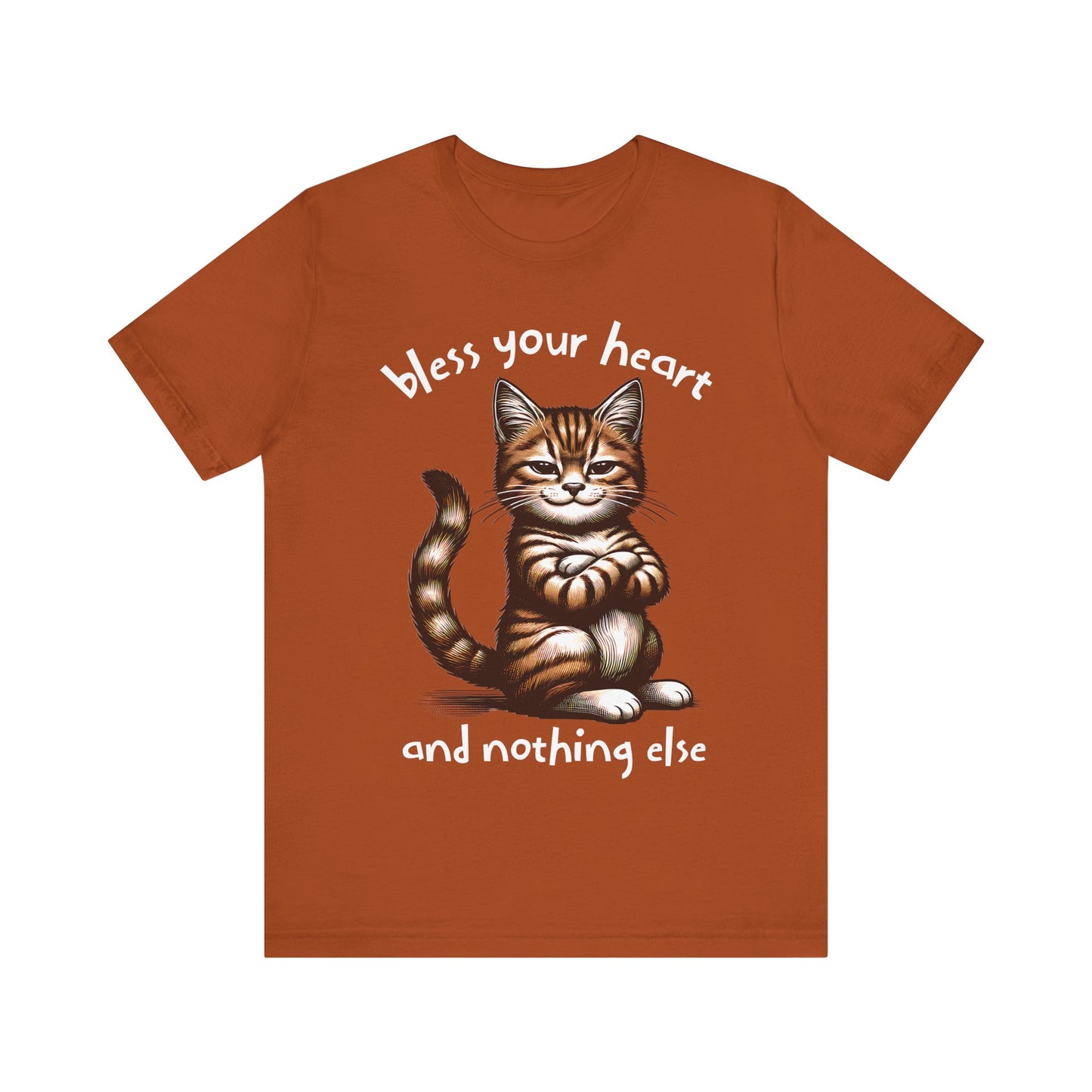 Smug Cat Bless Your Heart Shirt, Funny Graphic Tee, Sarcastic Cat Lover Gift, Short Sleeve T-Shirt, Cat Lady Apparel, Cat Mom Top