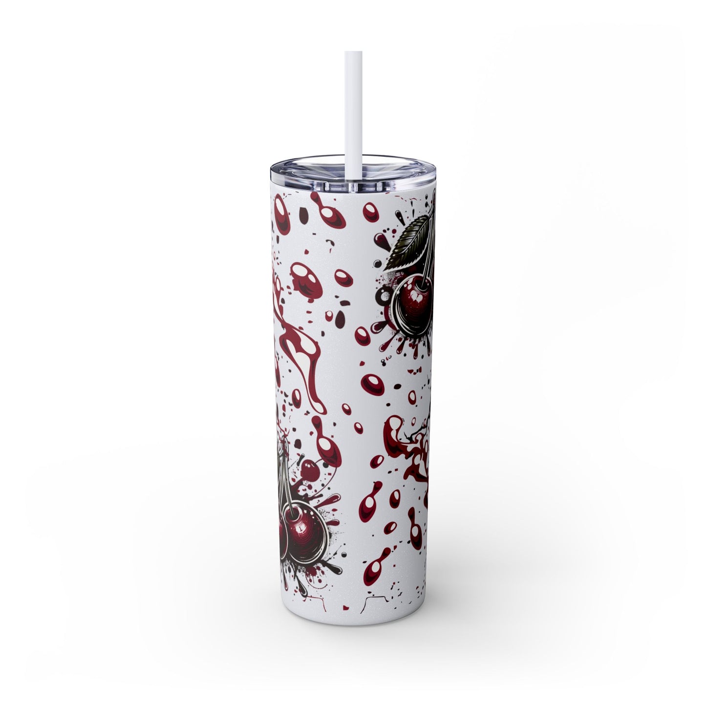 Tumbler Cup, Cherry Aesthetic Design, 20oz with Straw