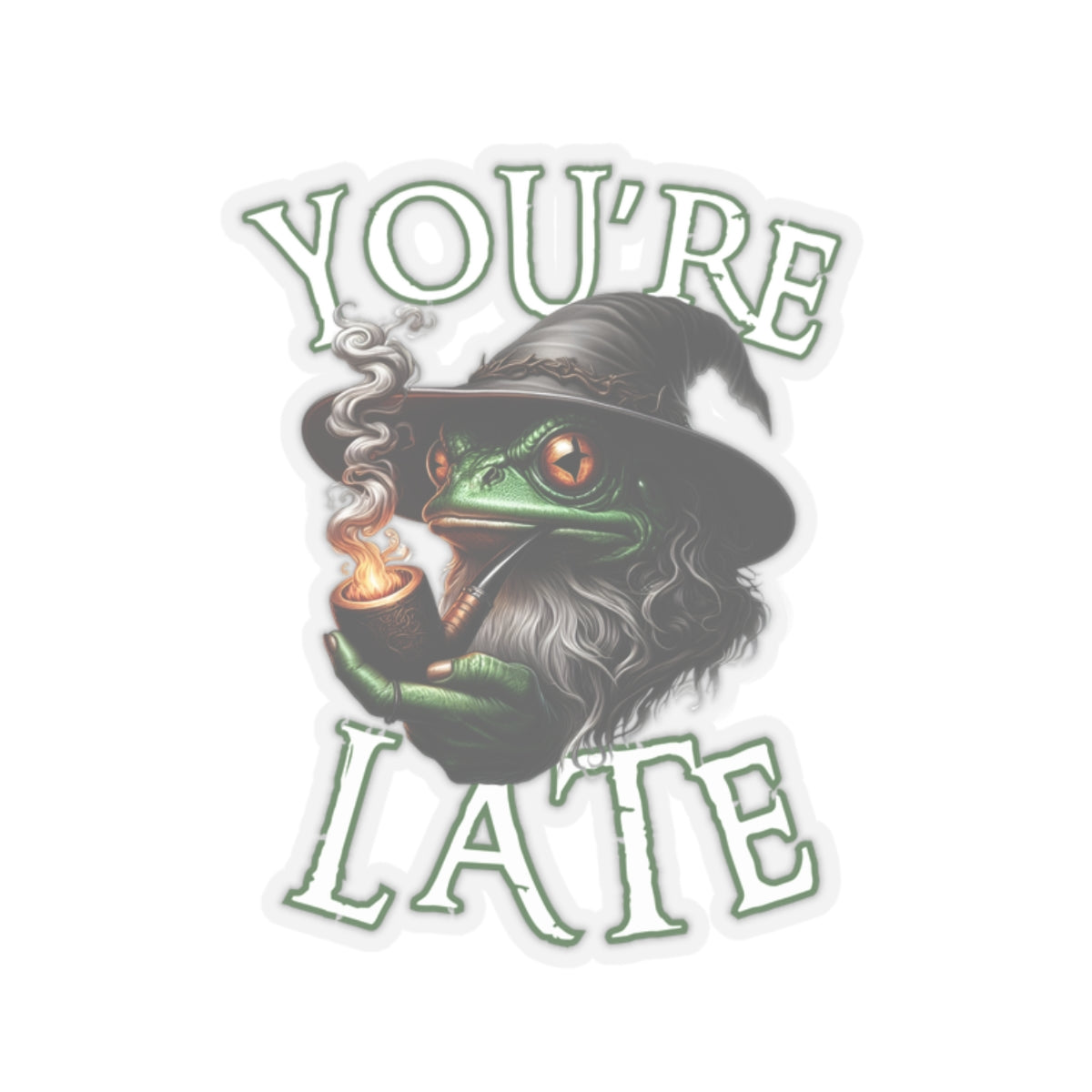 Sticker - Wizard Frog Smoking Pipe 'You're Late'