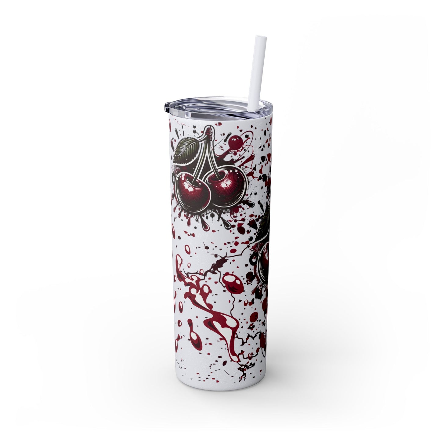 Tumbler Cup, Cherry Aesthetic Design, 20oz with Straw