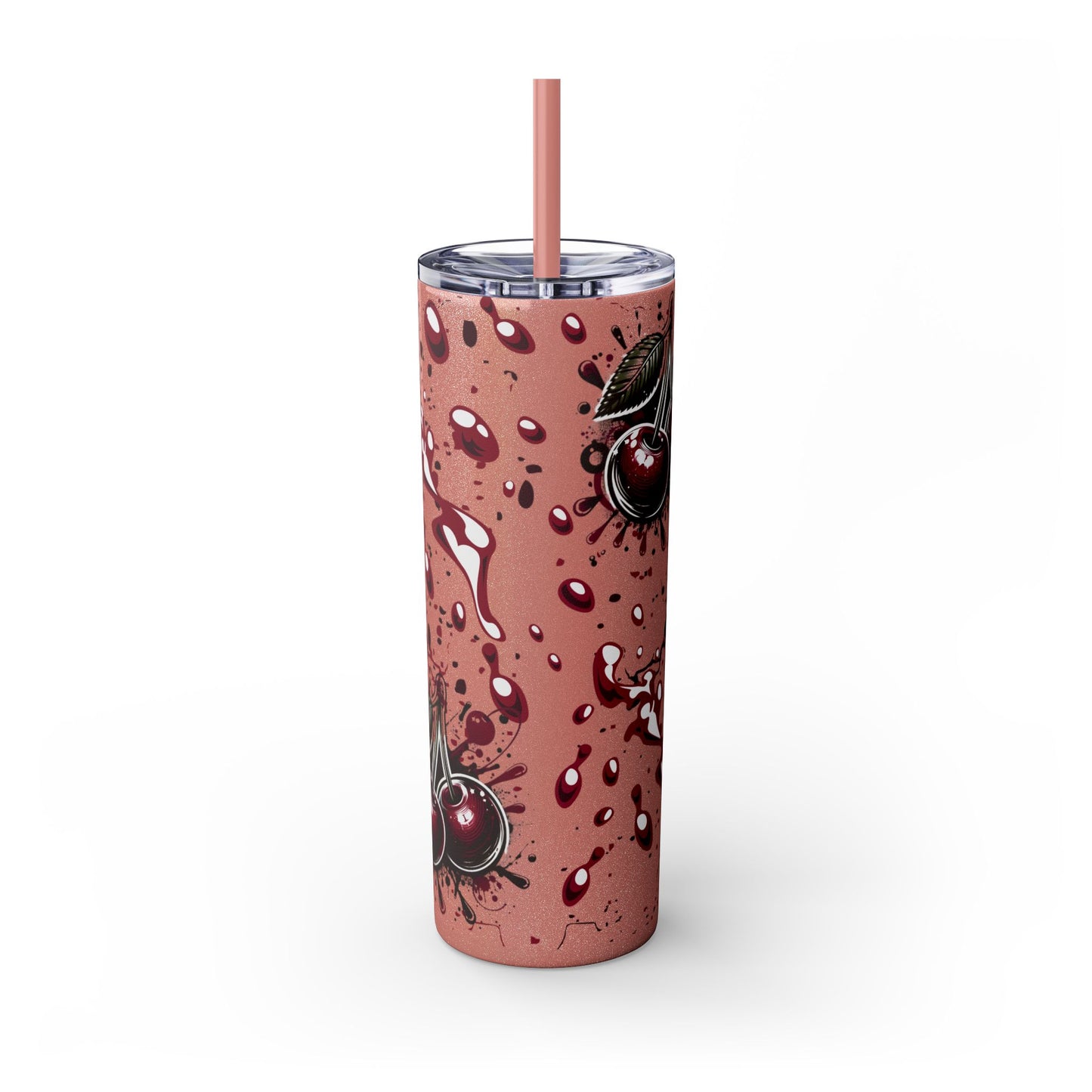 Tumbler Cup, Cherry Aesthetic Design, 20oz with Straw