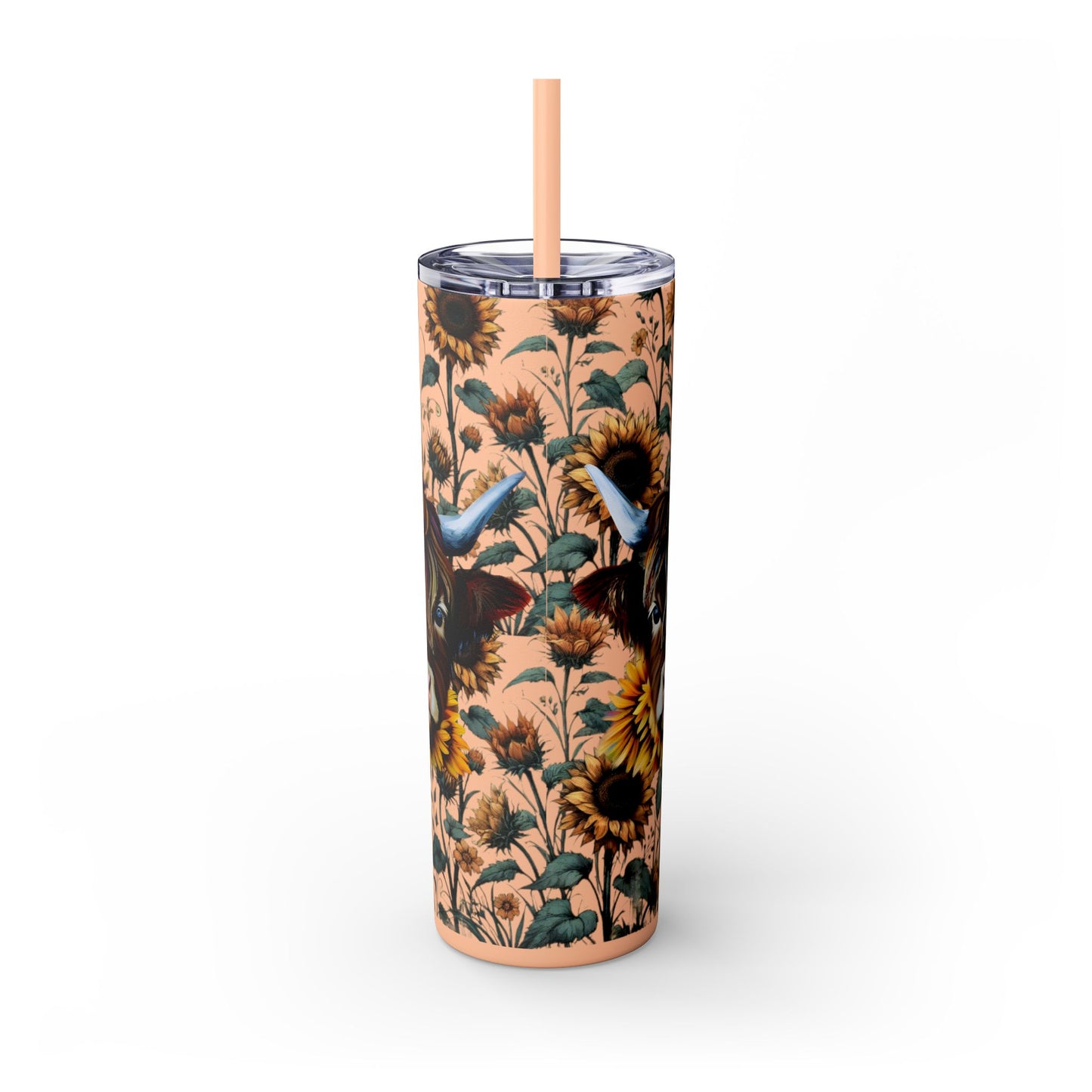 Tumbler Cup - Highland Cow and Sunflowers Design