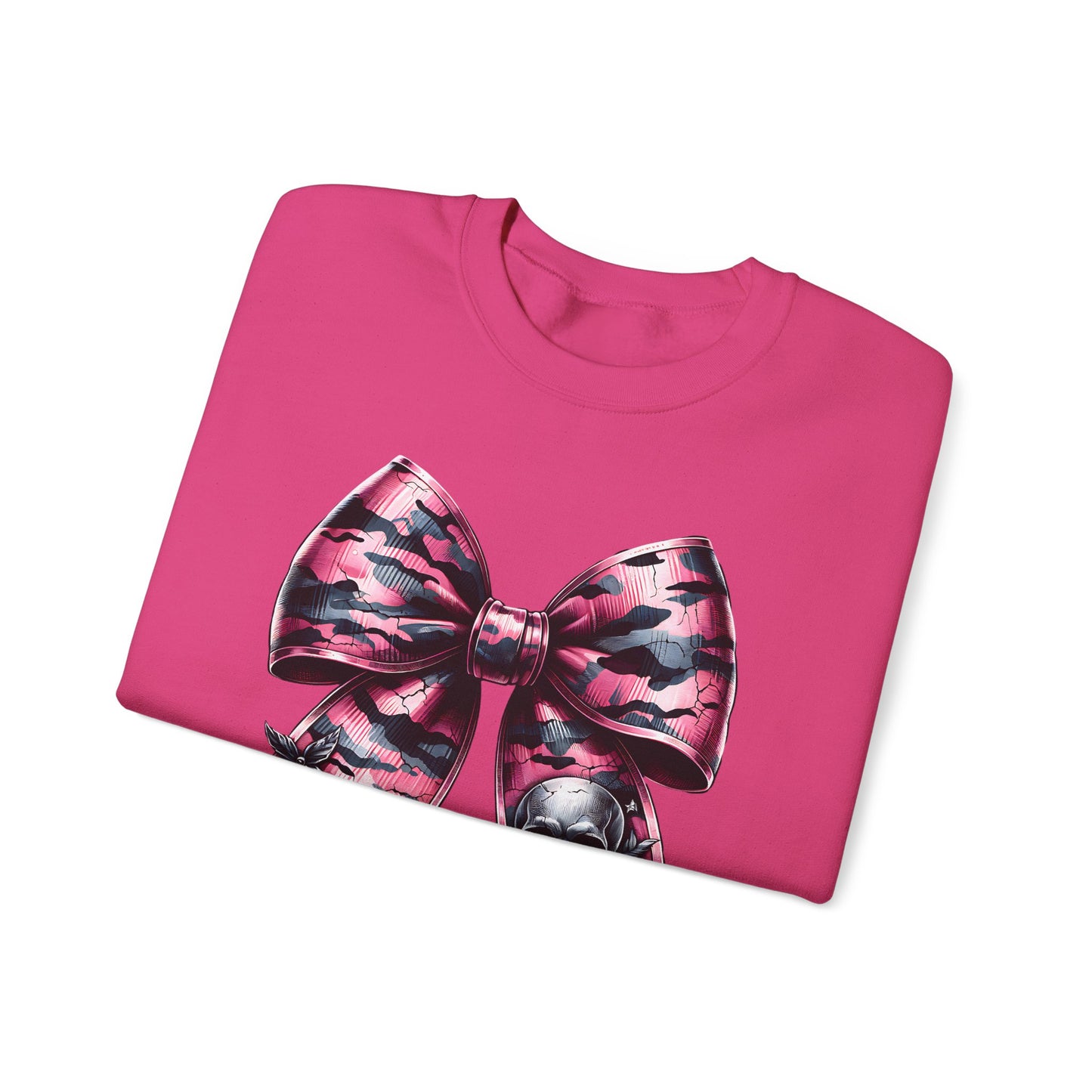 Pink Bow Skull Crewneck Sweatshirt, skull sweatshirt, pink camo, Skull Print Pullover, Pink Bow Design, Alternative Clothing