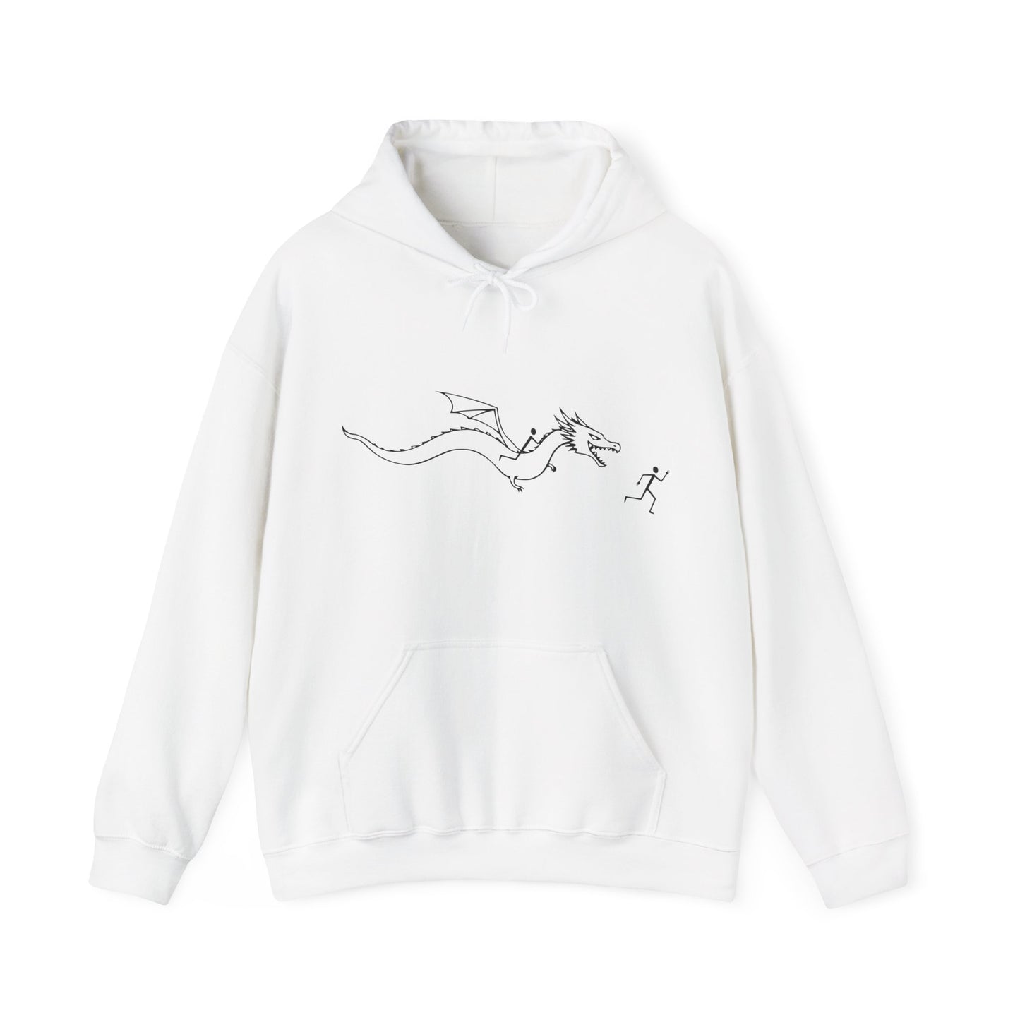 Hooded Sweatshirt - Stick figure Chased by Dragon Design