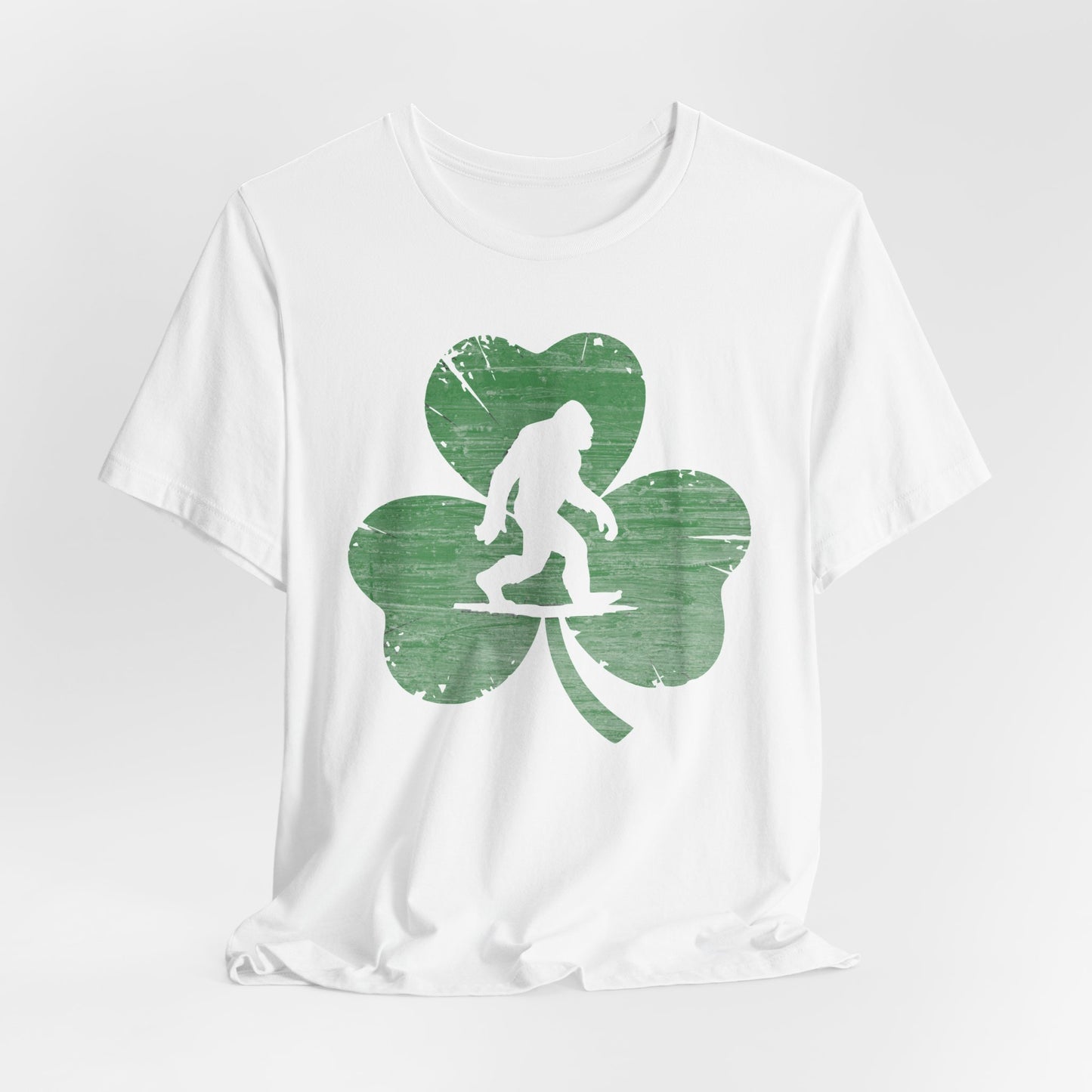 Shamrock Bigfoot Tee, St Patrick's Day Shirt, Lucky Clover T-Shirt, Unisex Graphic Top, Sasquatch Irish Tee, bigfoot tee,irish shirt,