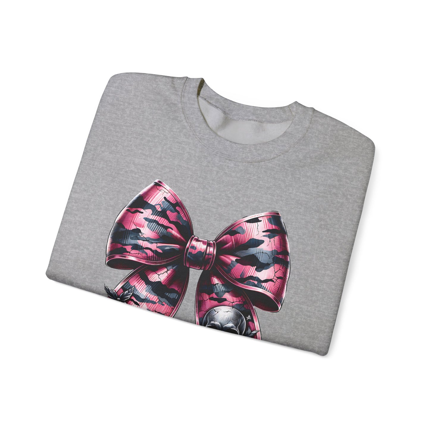 Pink Bow Skull Crewneck Sweatshirt, skull sweatshirt, pink camo, Skull Print Pullover, Pink Bow Design, Alternative Clothing