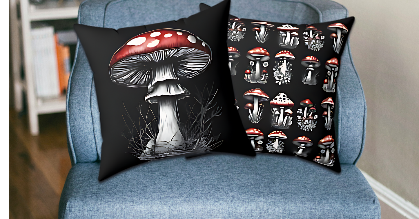 Mushroom and Briars Polyester Square Pillow
