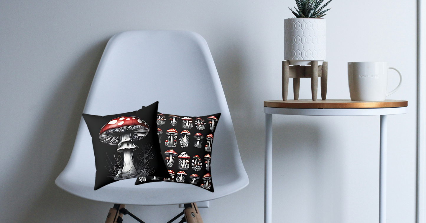 Mushroom and Briars Polyester Square Pillow
