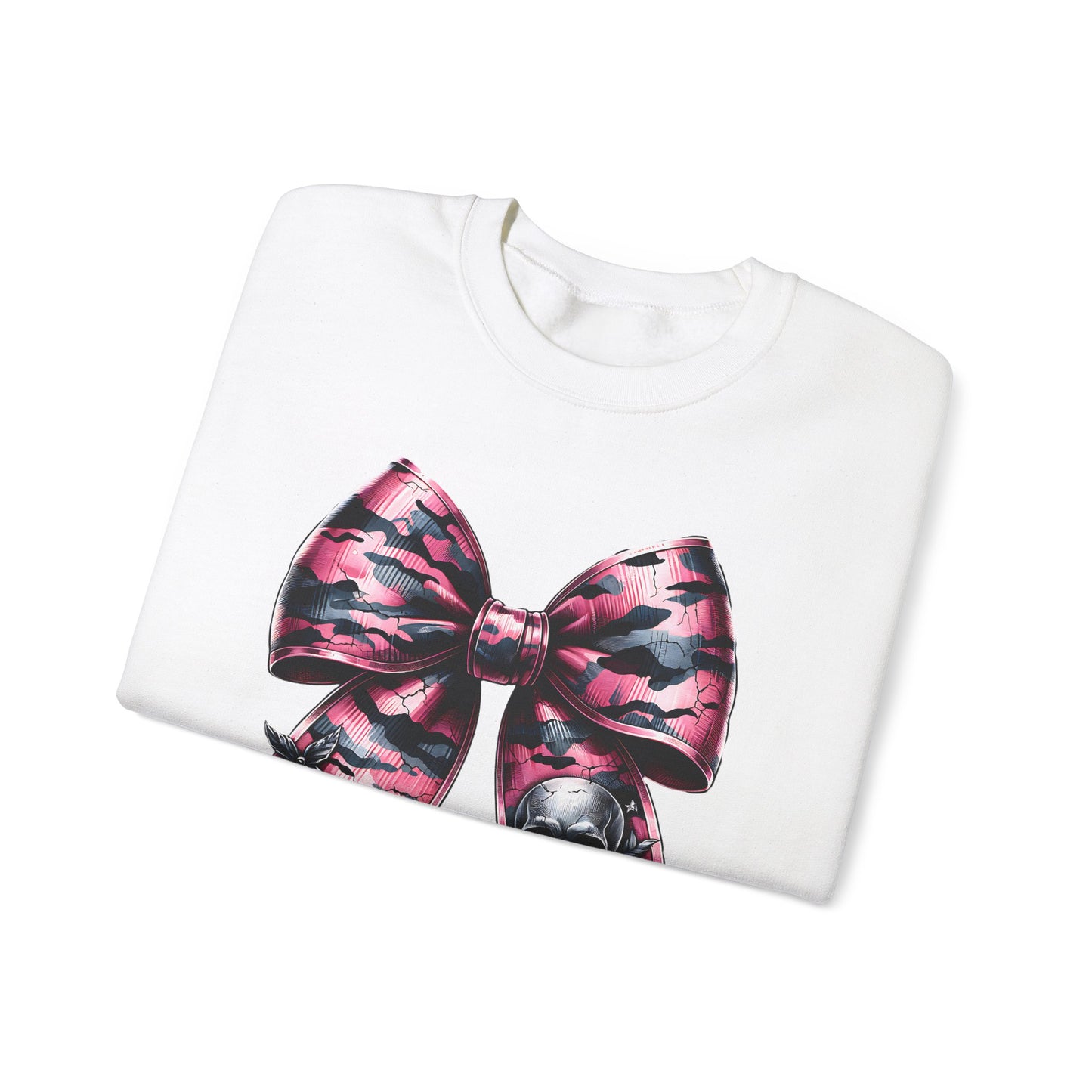 Pink Bow Skull Crewneck Sweatshirt, skull sweatshirt, pink camo, Skull Print Pullover, Pink Bow Design, Alternative Clothing