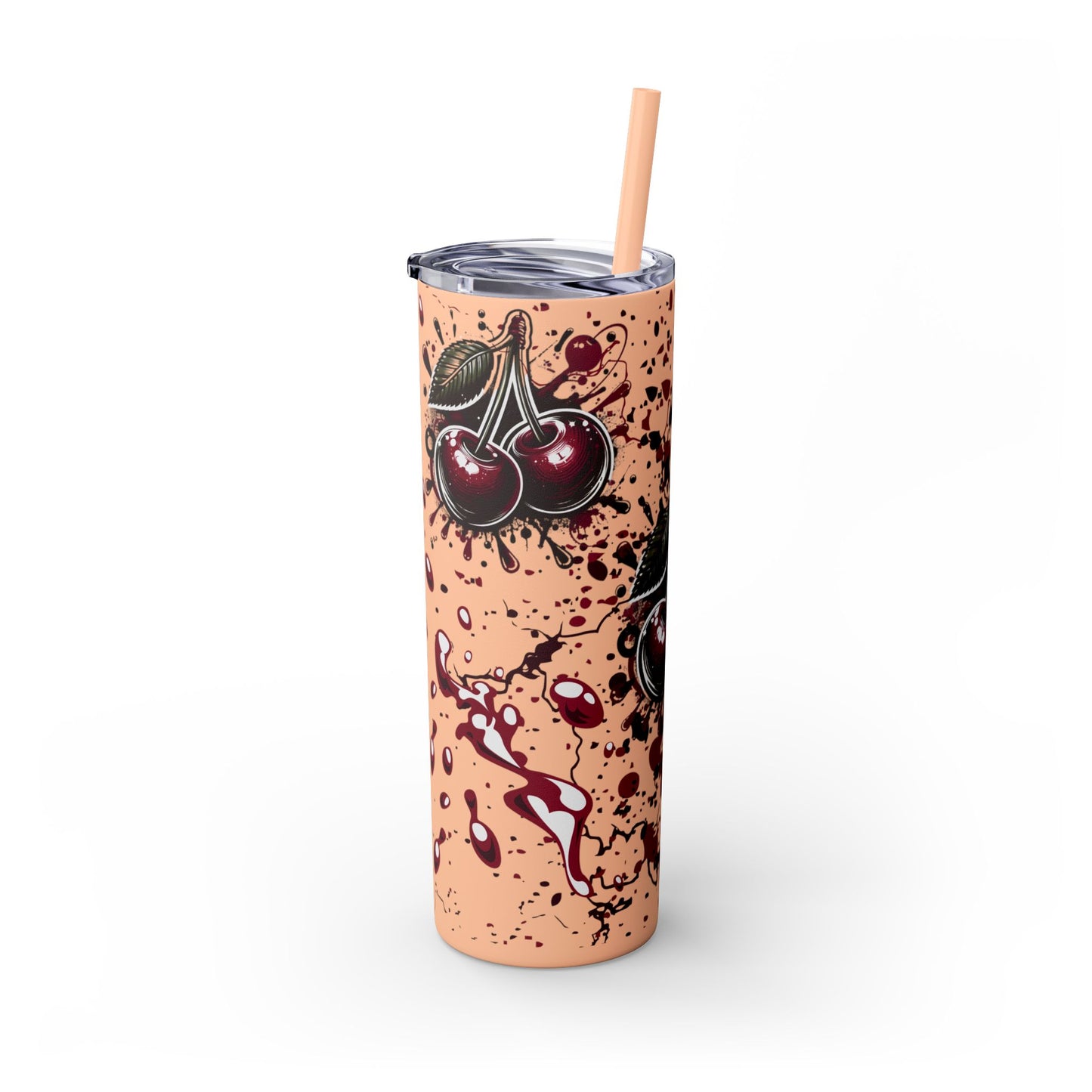 Tumbler Cup, Cherry Aesthetic Design, 20oz with Straw