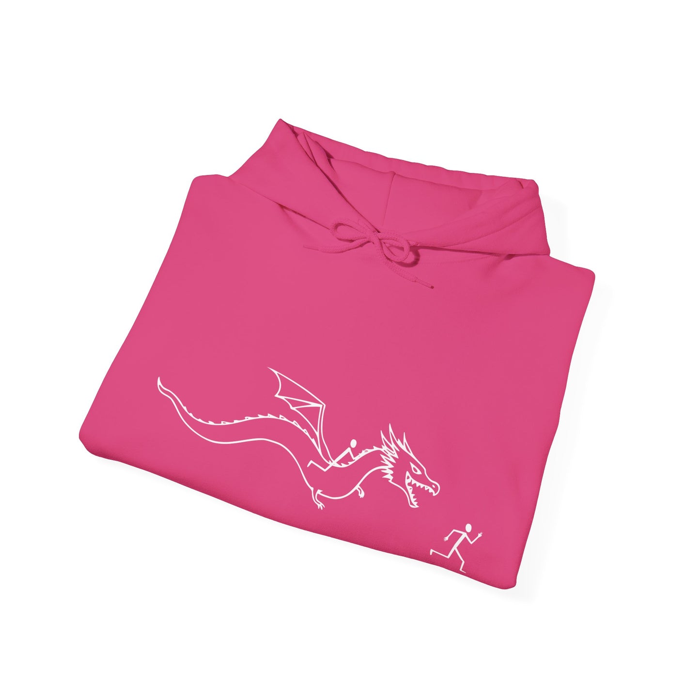 Hooded Sweatshirt - Stick figure Chased by Dragon Design