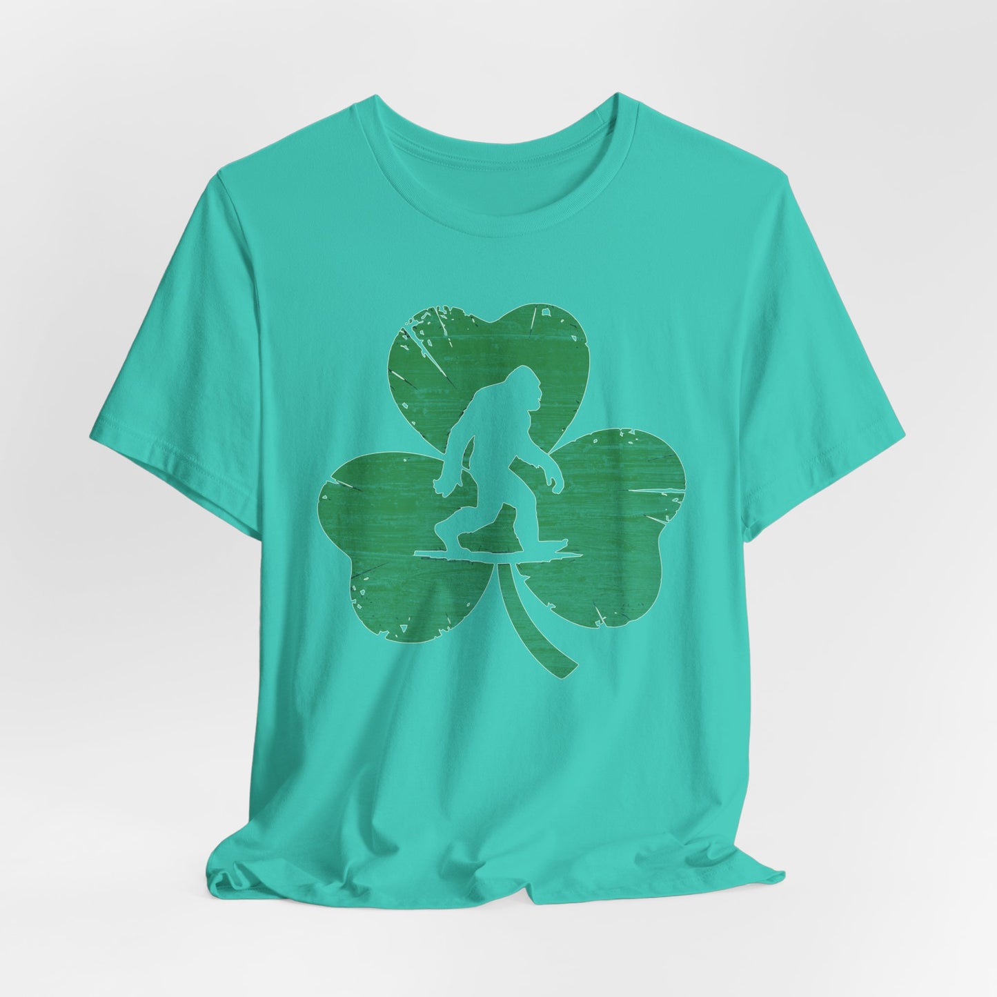 Shamrock Bigfoot Tee, St Patrick's Day Shirt, Lucky Clover T-Shirt, Unisex Graphic Top, Sasquatch Irish Tee, bigfoot tee,irish shirt,