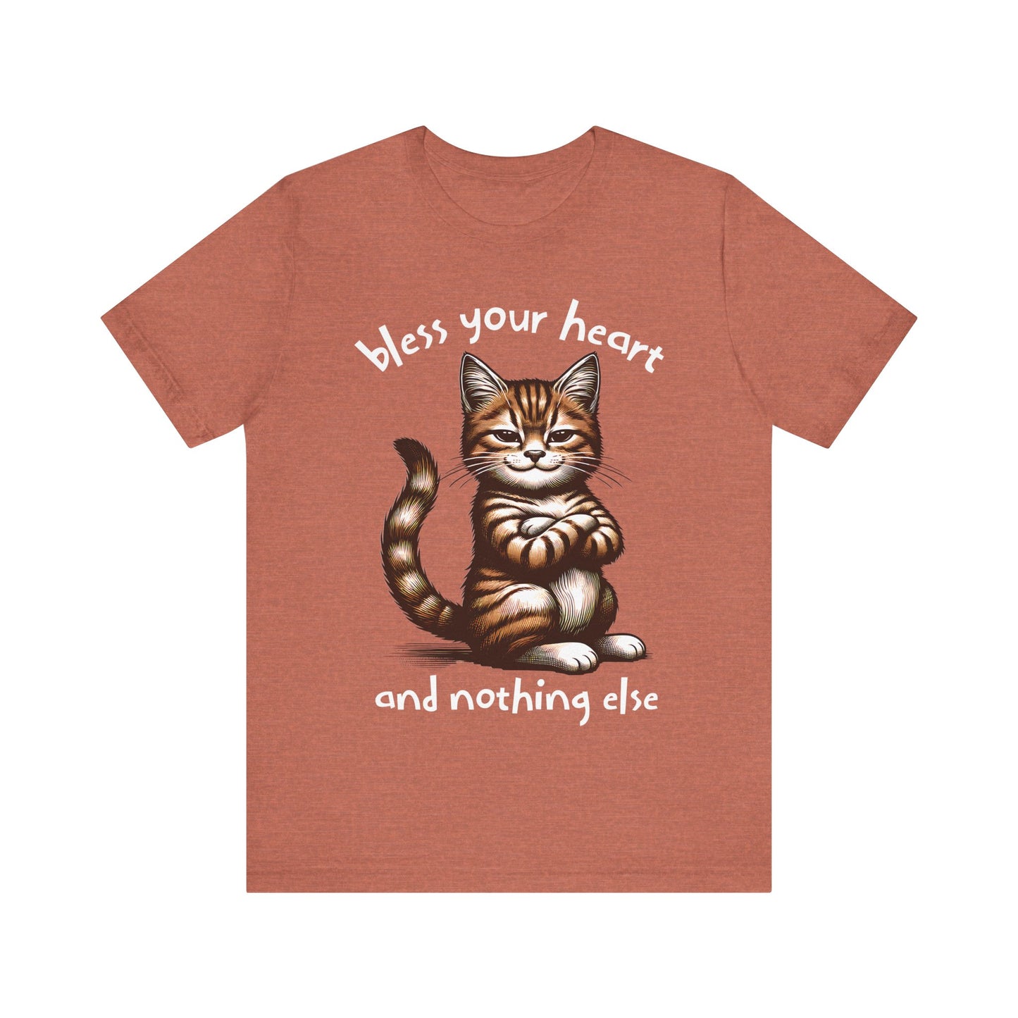 Smug Cat Bless Your Heart Shirt, Funny Graphic Tee, Sarcastic Cat Lover Gift, Short Sleeve T-Shirt, Cat Lady Apparel, Cat Mom Top
