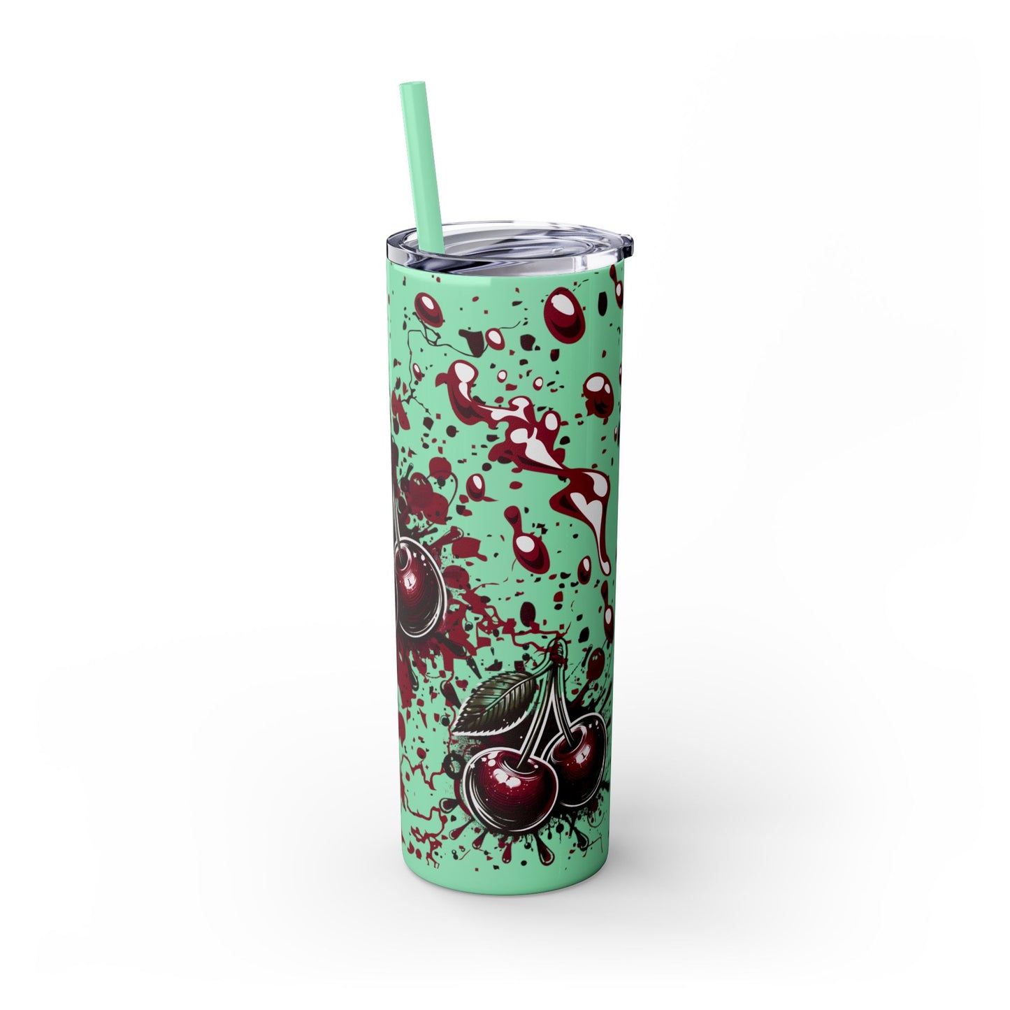 Tumbler Cup, Cherry Aesthetic Design, 20oz with Straw