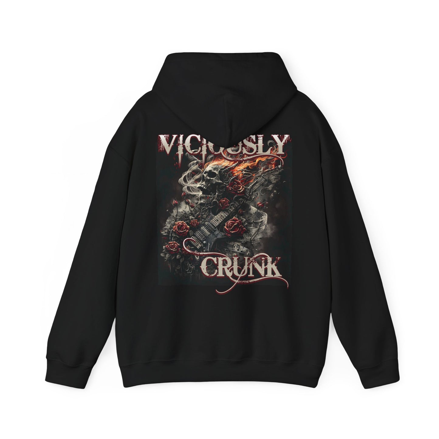 Viciously Crunk Guitar Skull Hoodie, Music Lover Gift, Gothic Rock Clothing, Heavy Metal Apparel, Unisex Pullover