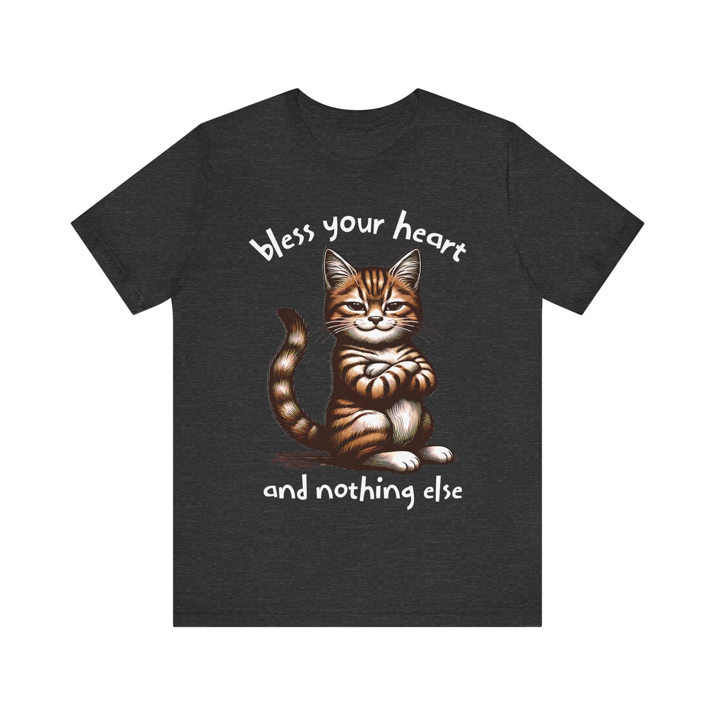 Smug Cat Bless Your Heart Shirt, Funny Graphic Tee, Sarcastic Cat Lover Gift, Short Sleeve T-Shirt, Cat Lady Apparel, Cat Mom Top