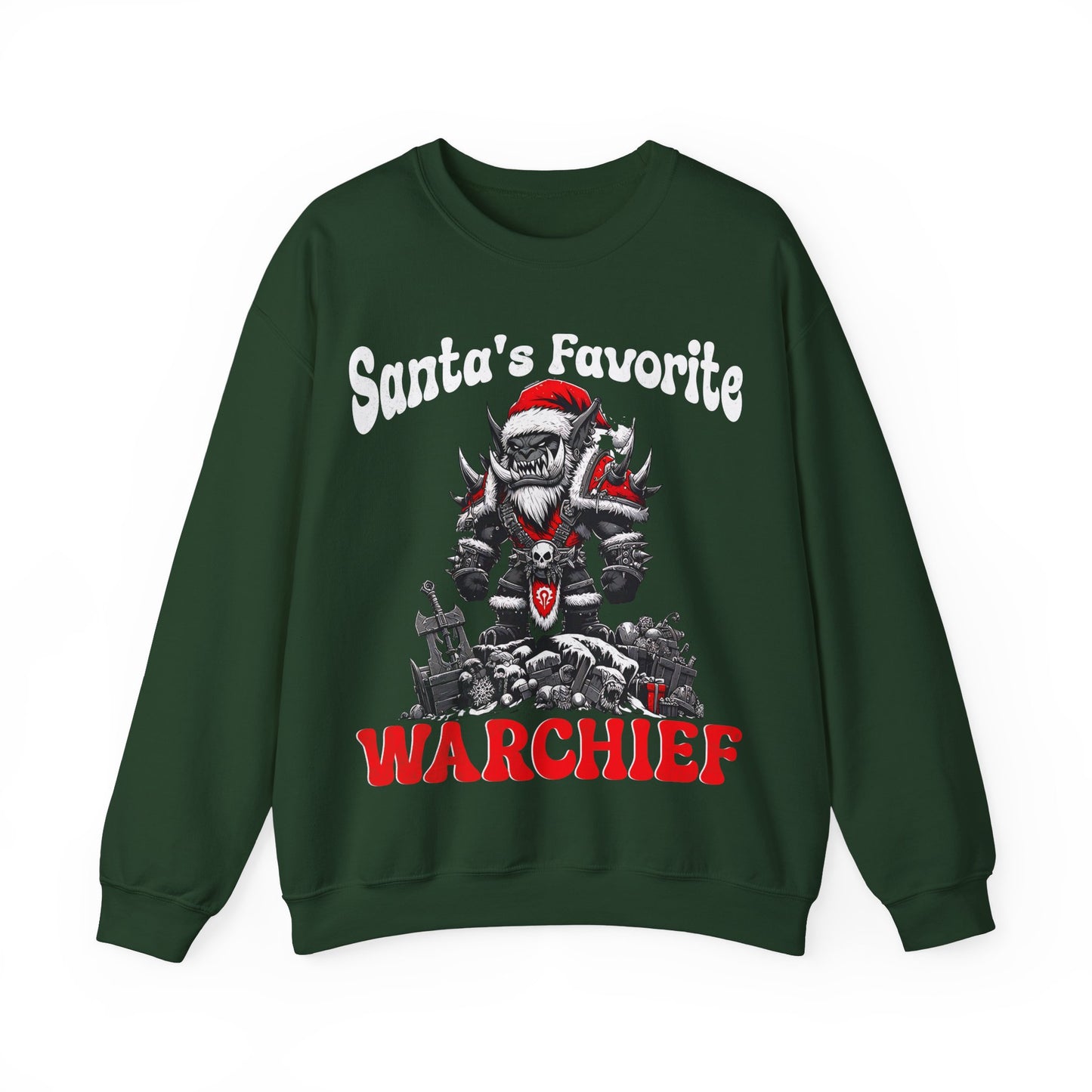 Christmas Gaming Sweatshirt - Santa's Favorite Warchief, WoW Orc Santa, wow game, santa shirt, Holiday Gift Idea