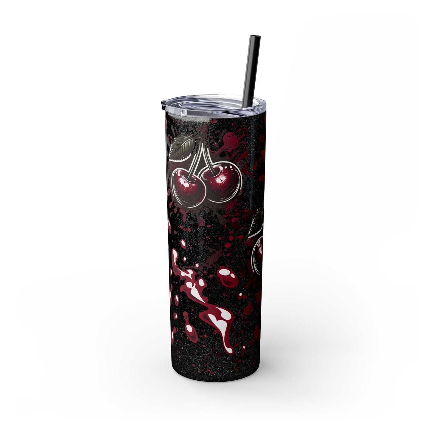 Tumbler Cup, Cherry Aesthetic Design, 20oz with Straw