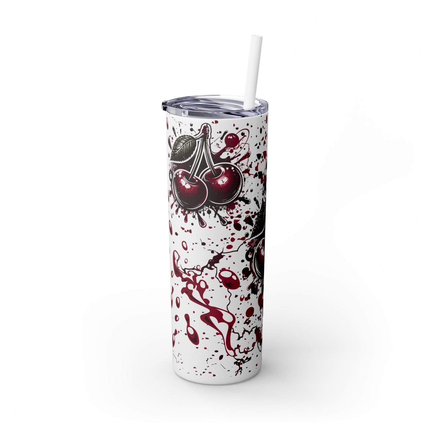 Tumbler Cup, Cherry Aesthetic Design, 20oz with Straw