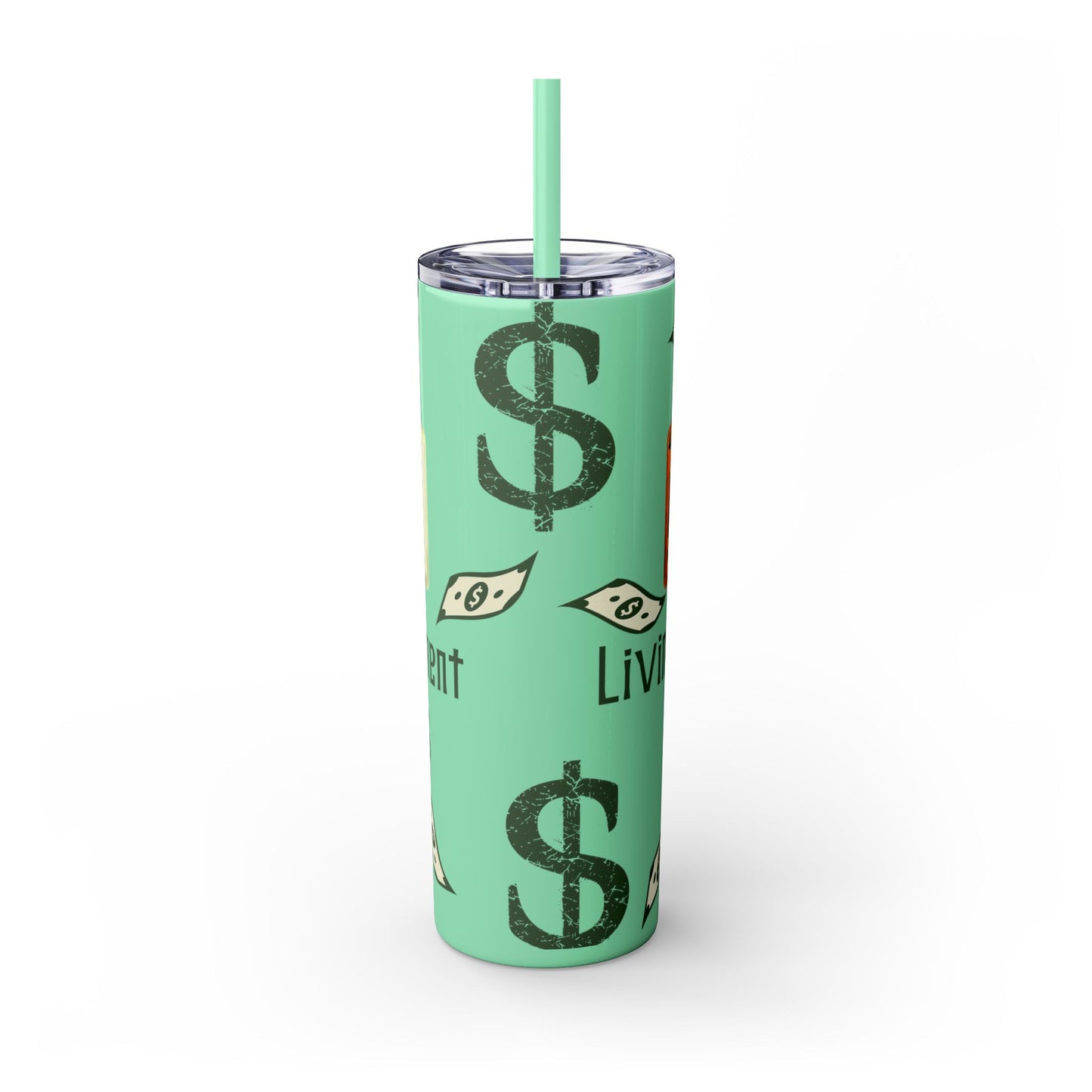 Money-Themed Skinny Tumbler with Straw | 20oz | Chemistry Elements Design