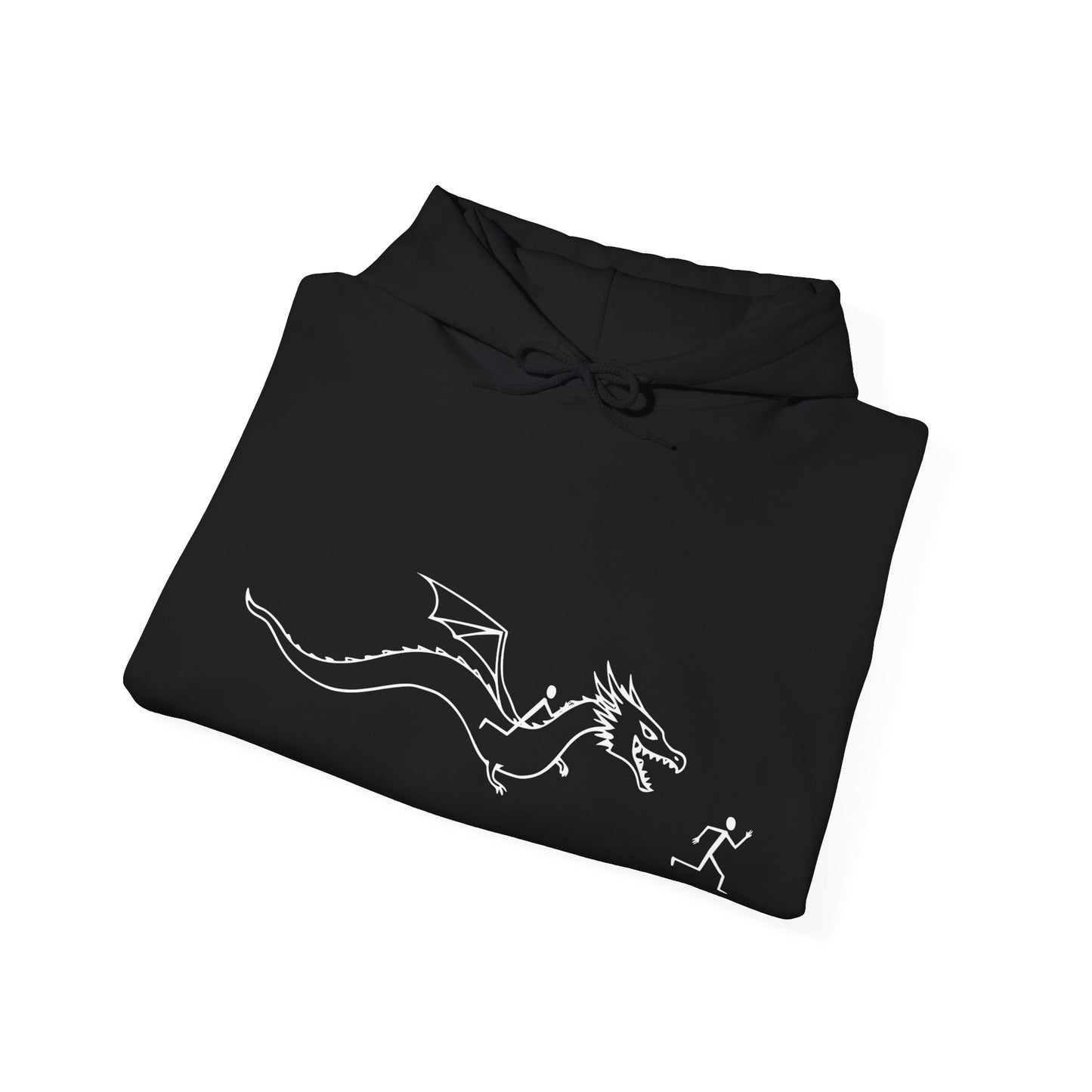 Hooded Sweatshirt - Stick figure Chased by Dragon Design