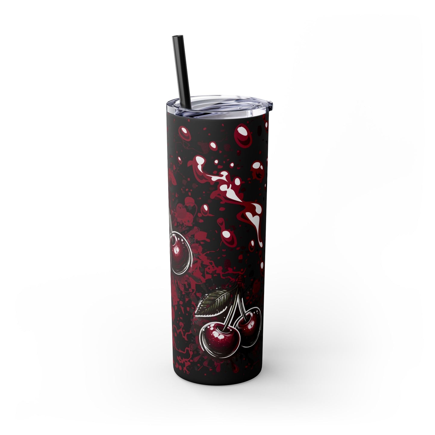Tumbler Cup, Cherry Aesthetic Design, 20oz with Straw