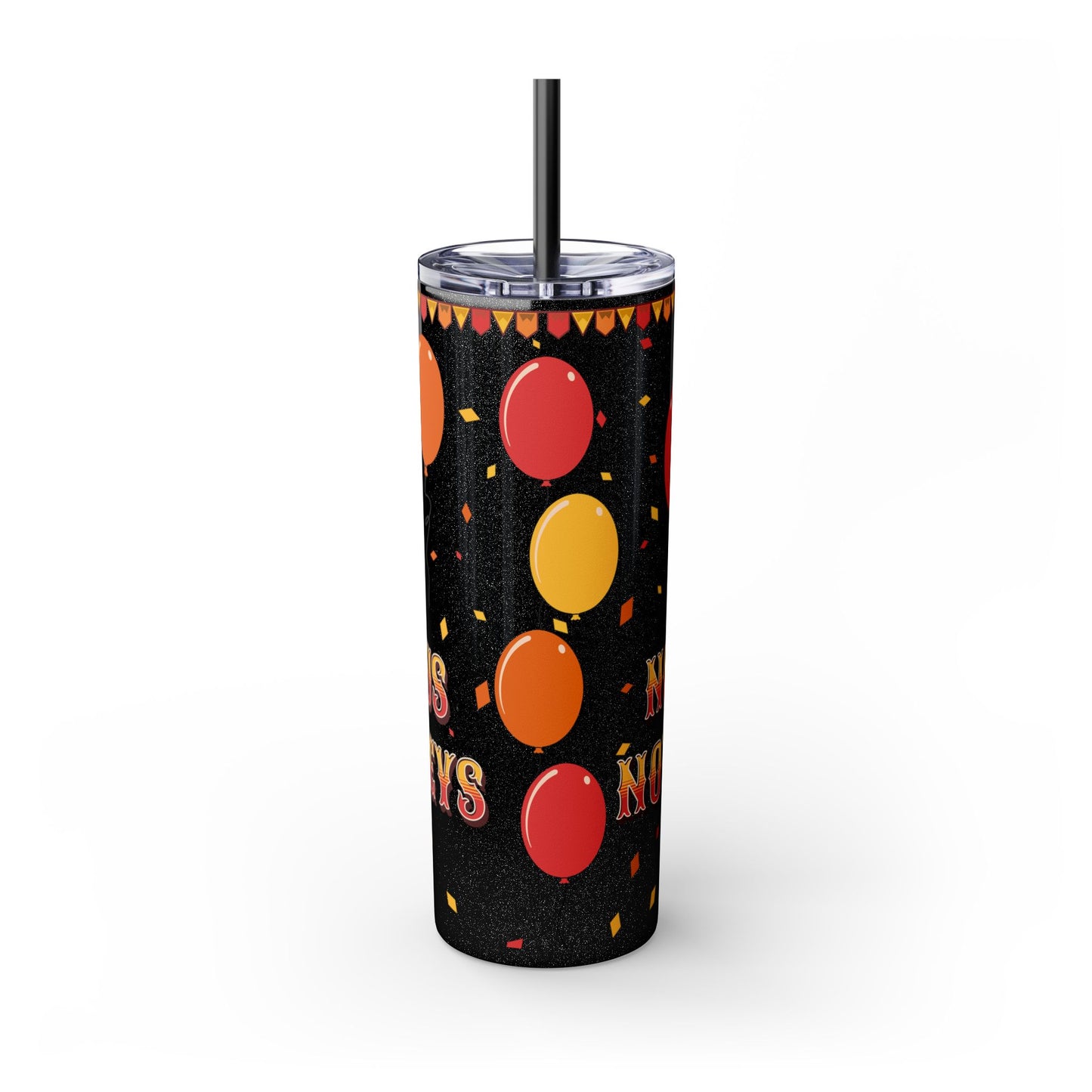 Not my circus Tumbler with Straw - 20oz - Fun Monkey & Balloon Design