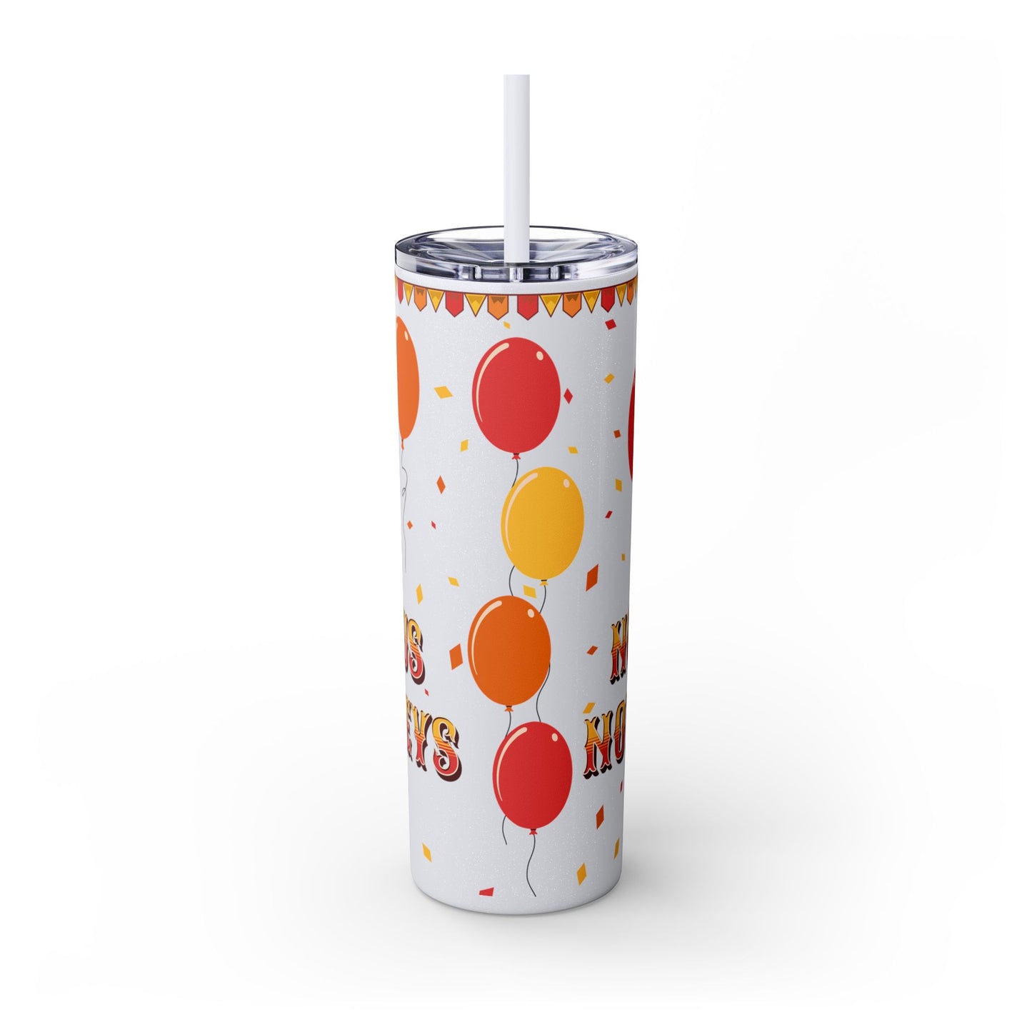 Not my circus Tumbler with Straw - 20oz - Fun Monkey & Balloon Design