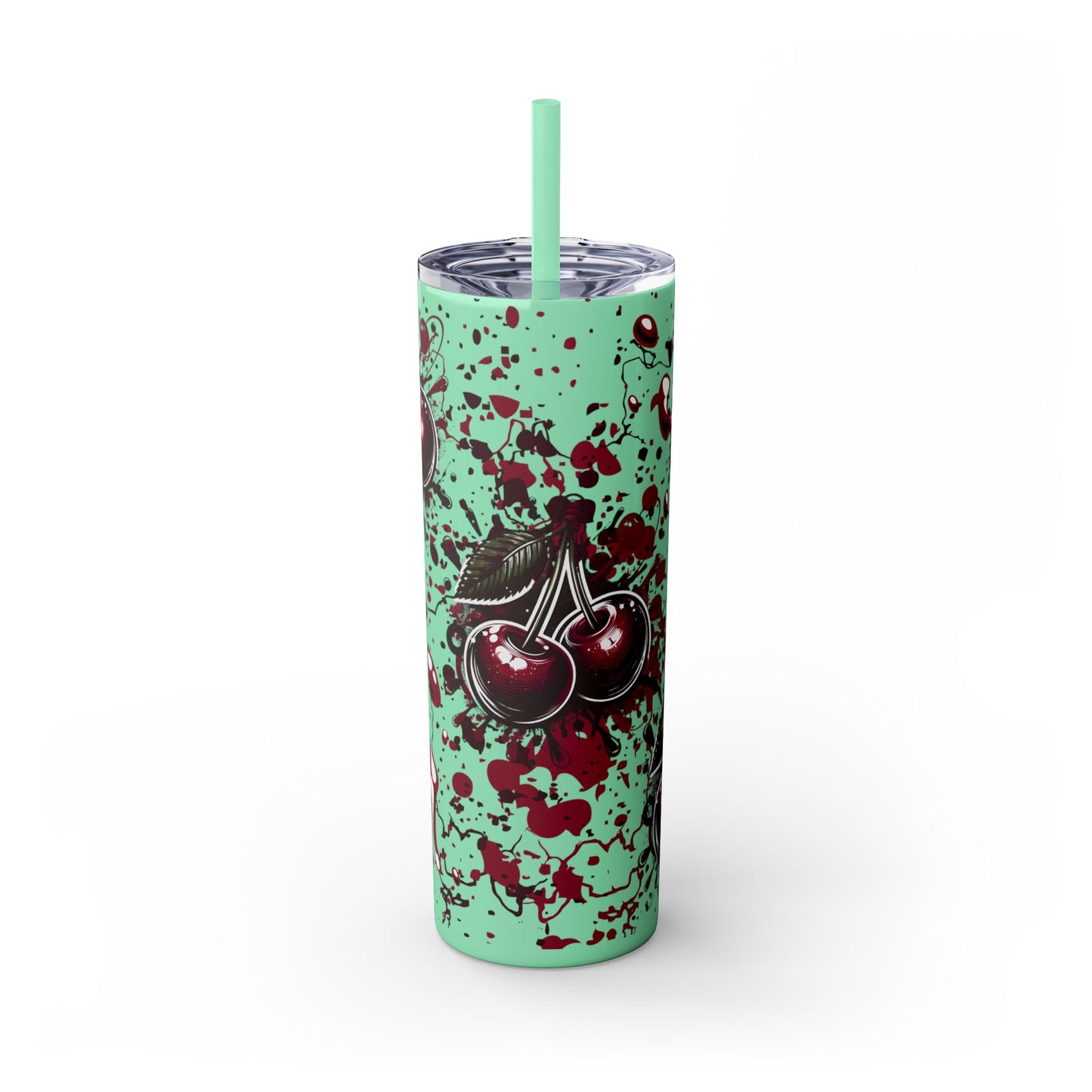 Tumbler Cup, Cherry Aesthetic Design, 20oz with Straw