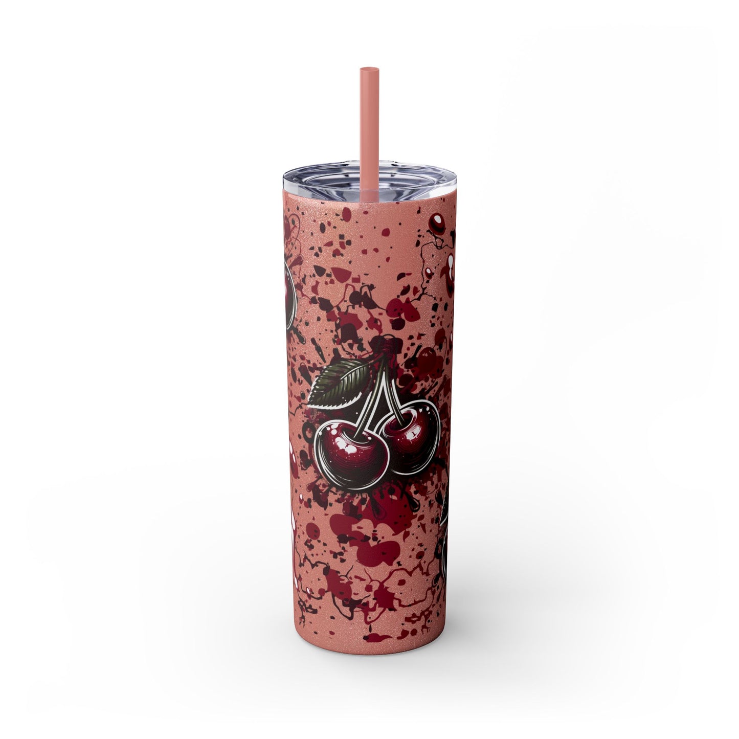 Tumbler Cup, Cherry Aesthetic Design, 20oz with Straw