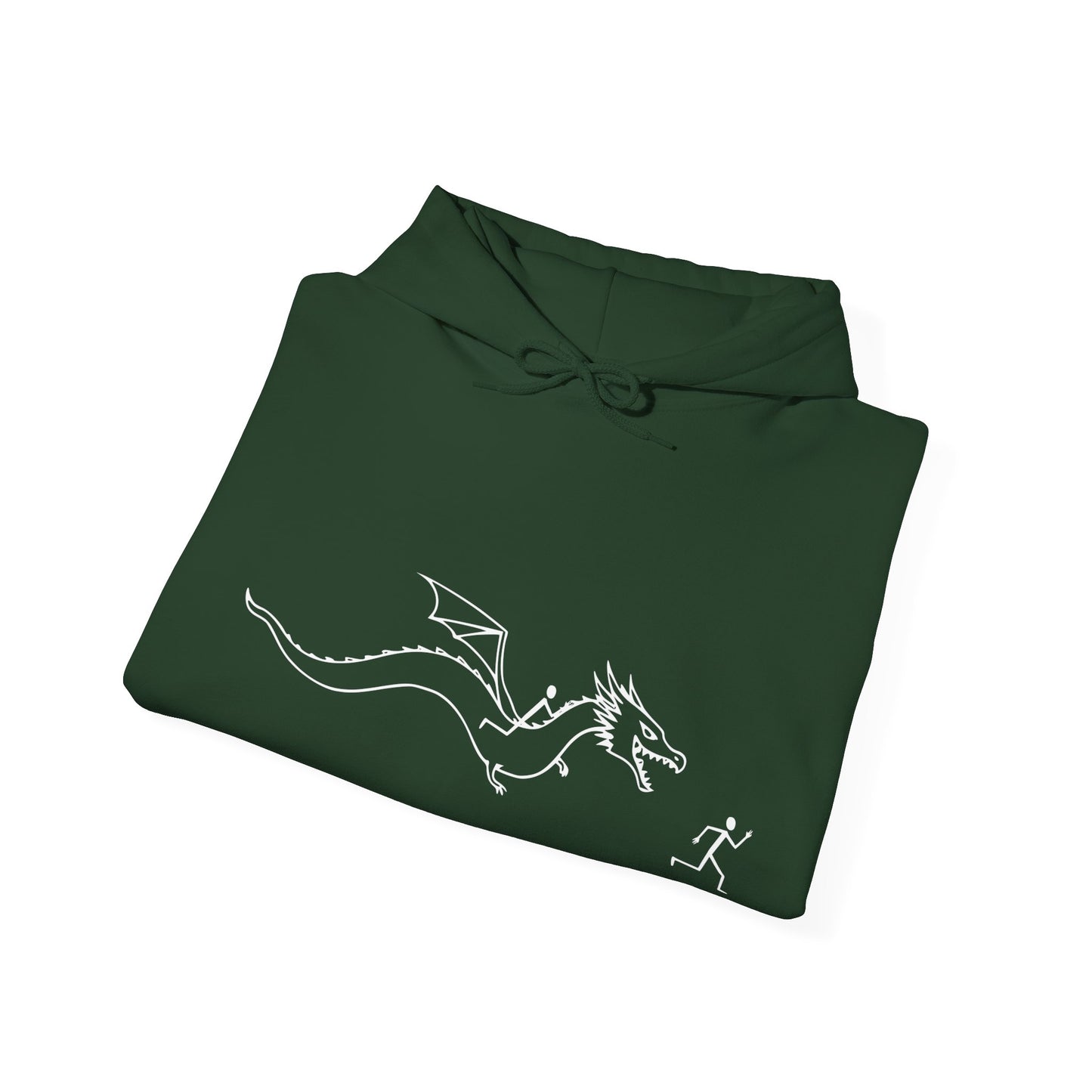 Hooded Sweatshirt - Stick figure Chased by Dragon Design