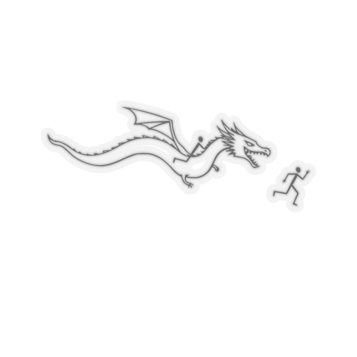 Sticker Dragon Chasing Stick Figure