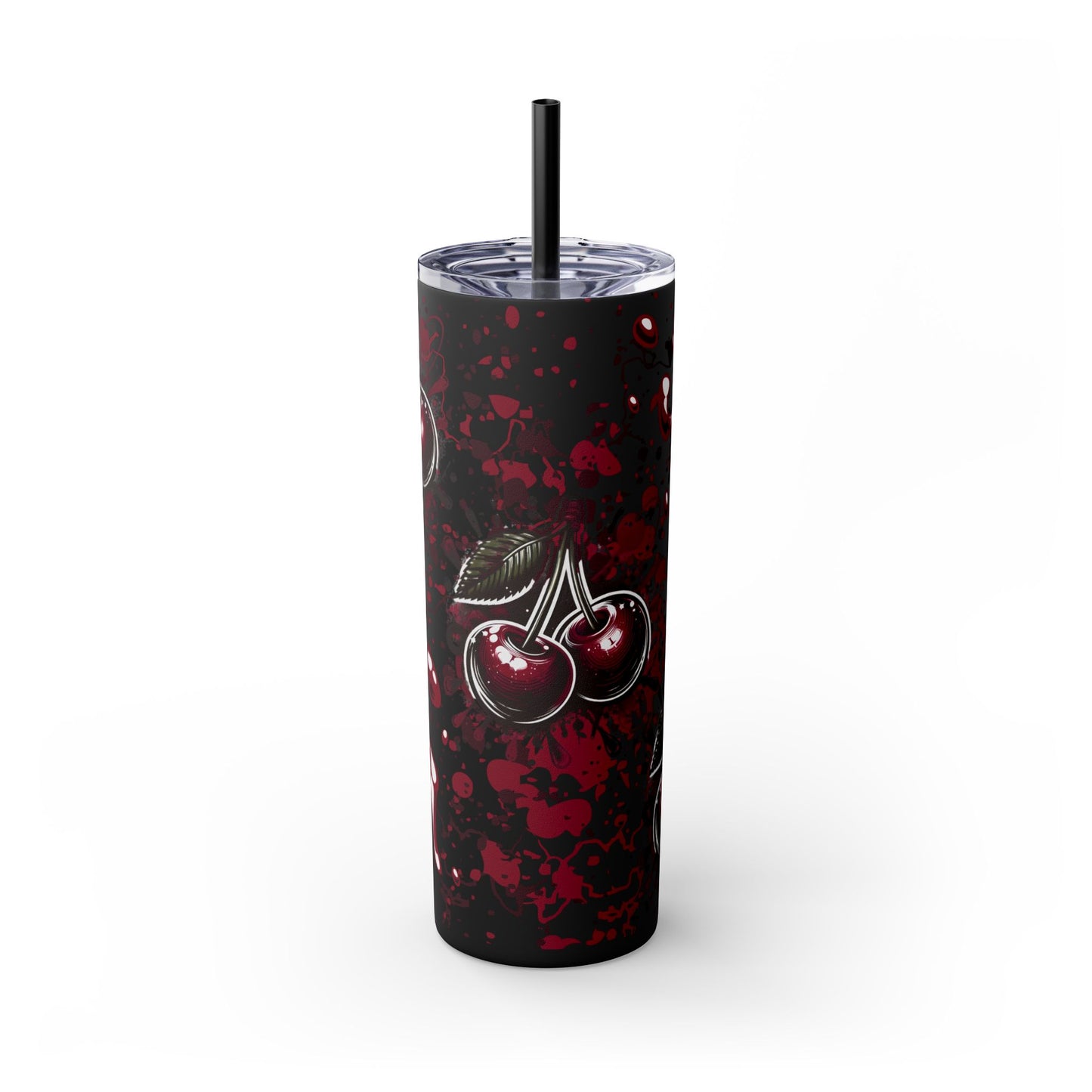 Tumbler Cup, Cherry Aesthetic Design, 20oz with Straw
