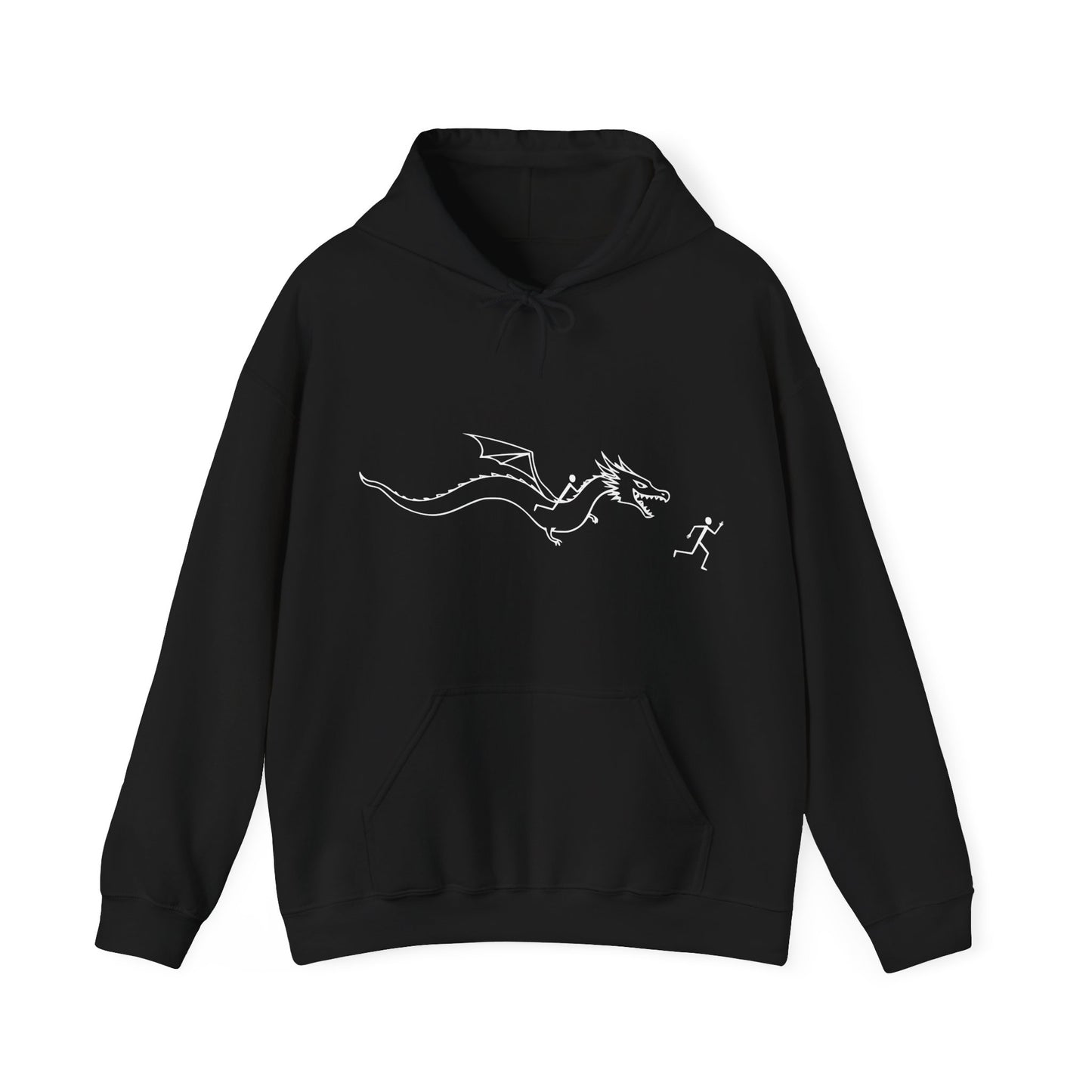 Hooded Sweatshirt - Stick figure Chased by Dragon Design