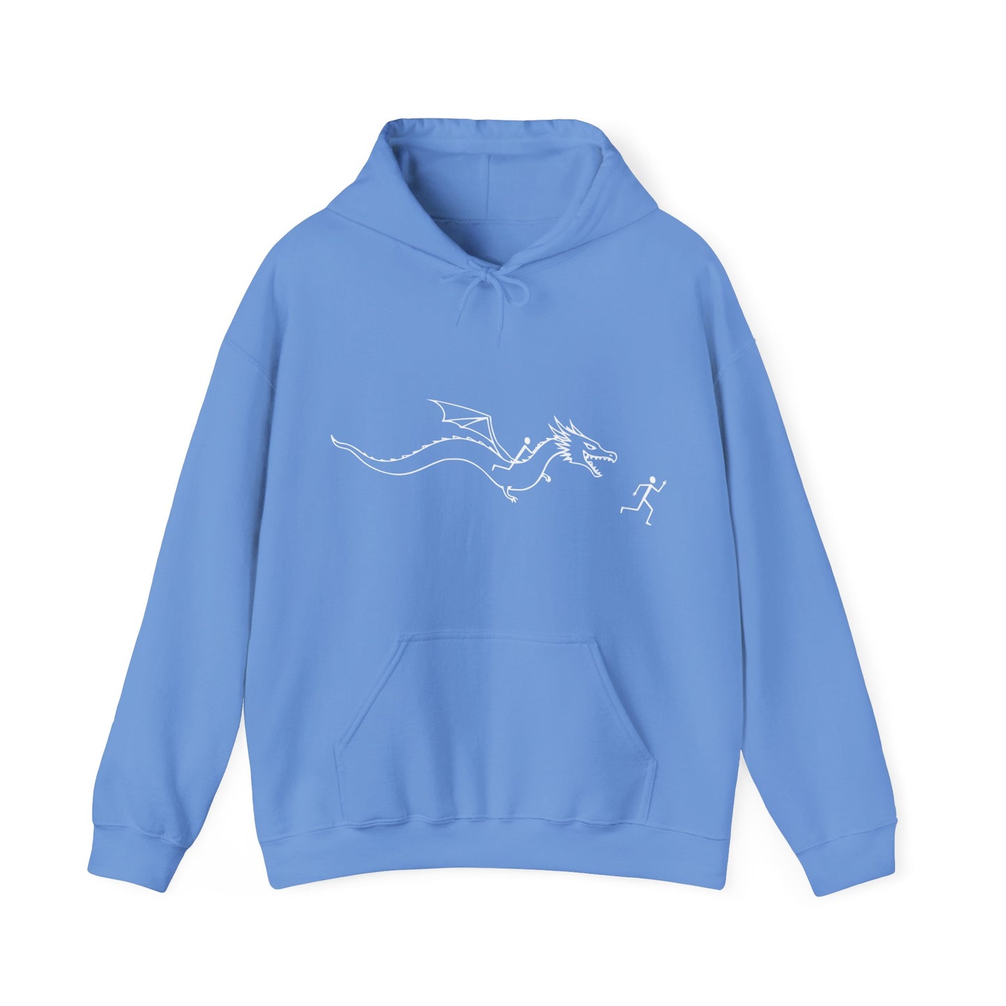 Hooded Sweatshirt - Stick figure Chased by Dragon Design