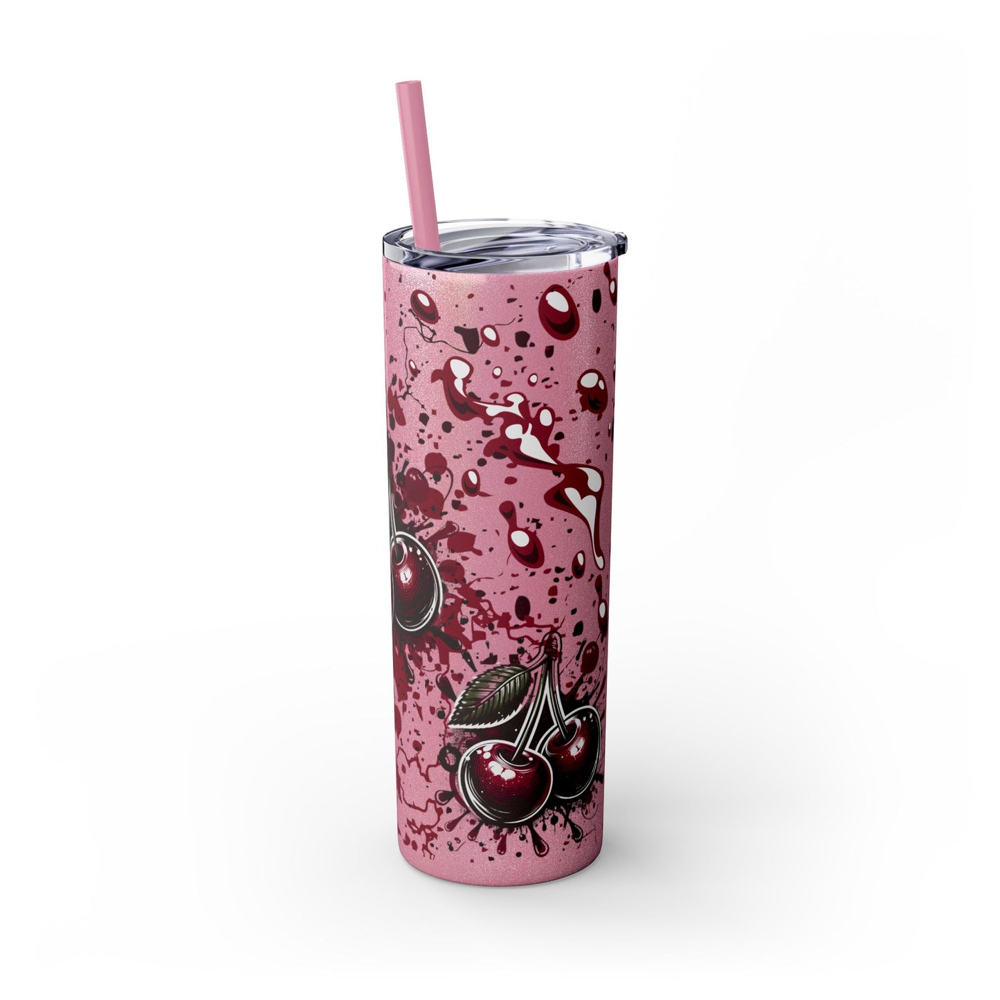 Tumbler Cup, Cherry Aesthetic Design, 20oz with Straw