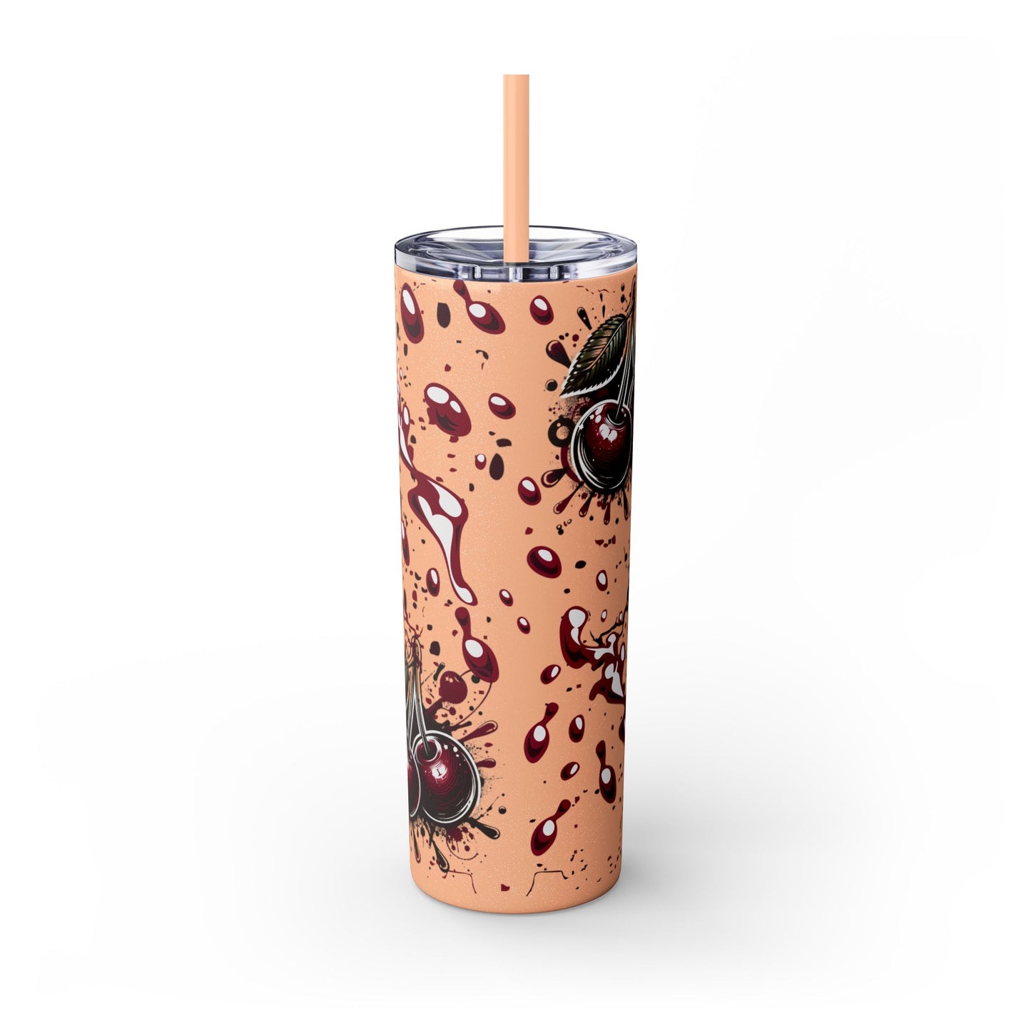 Tumbler Cup, Cherry Aesthetic Design, 20oz with Straw