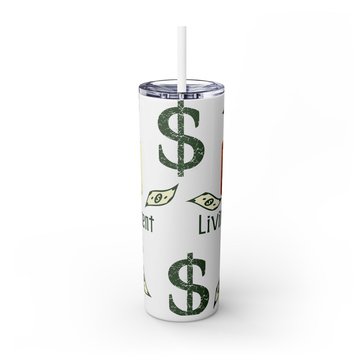 Money-Themed Skinny Tumbler with Straw | 20oz | Chemistry Elements Design