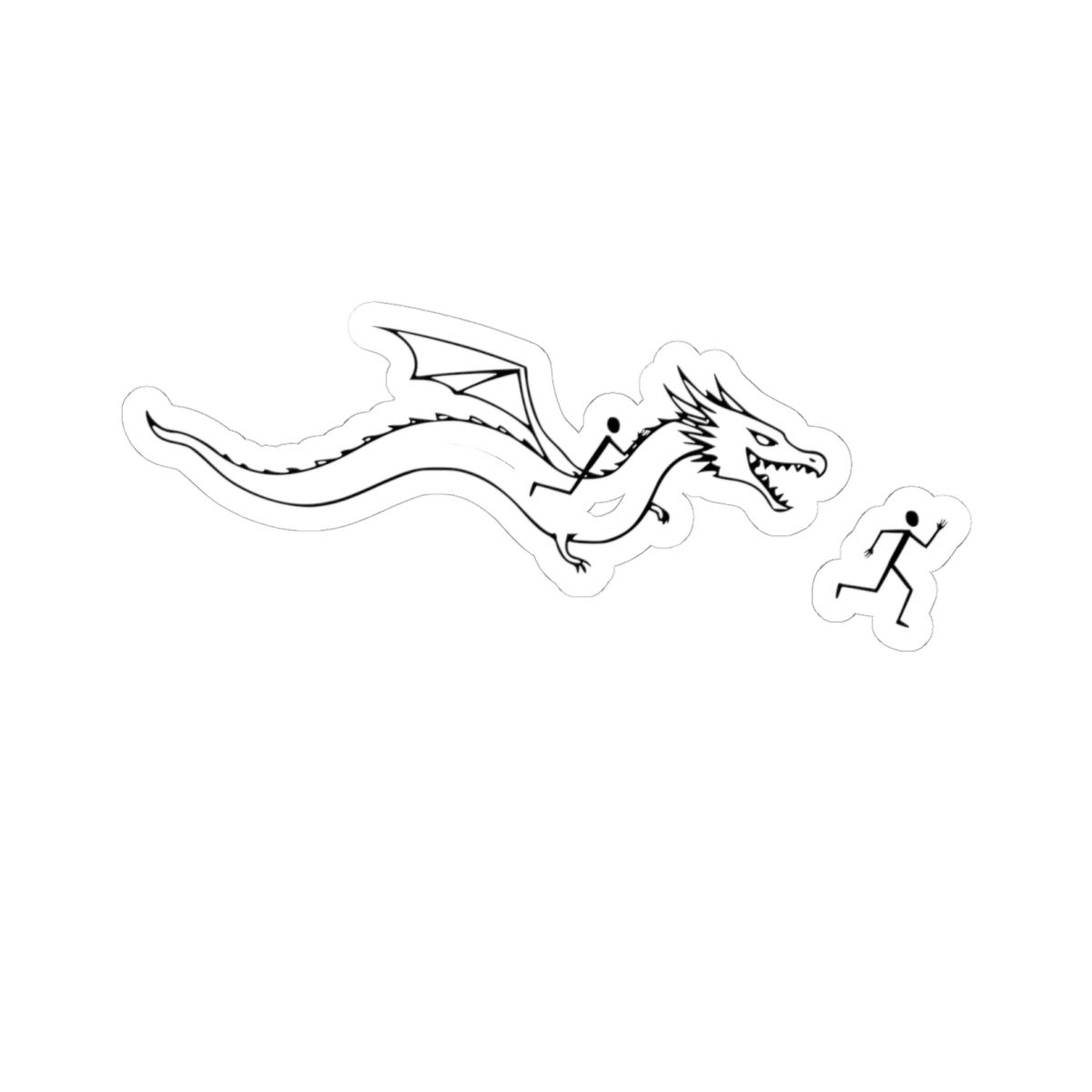 Sticker Dragon Chasing Stick Figure