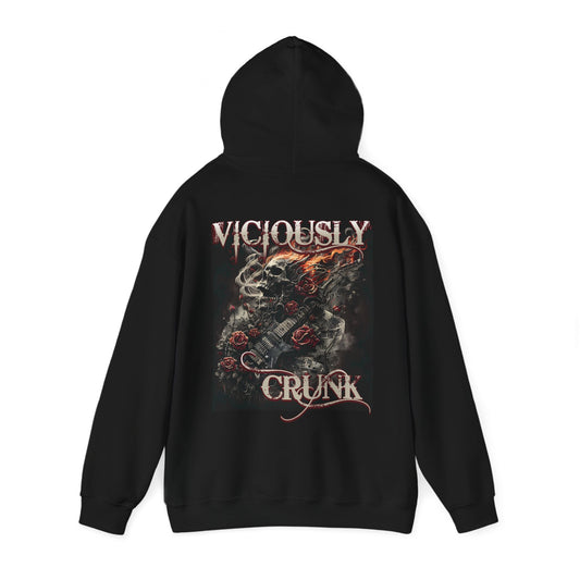 Viciously Crunk Guitar Skull Hoodie, Music Lover Gift, Gothic Rock Clothing, Heavy Metal Apparel, Unisex Pullover