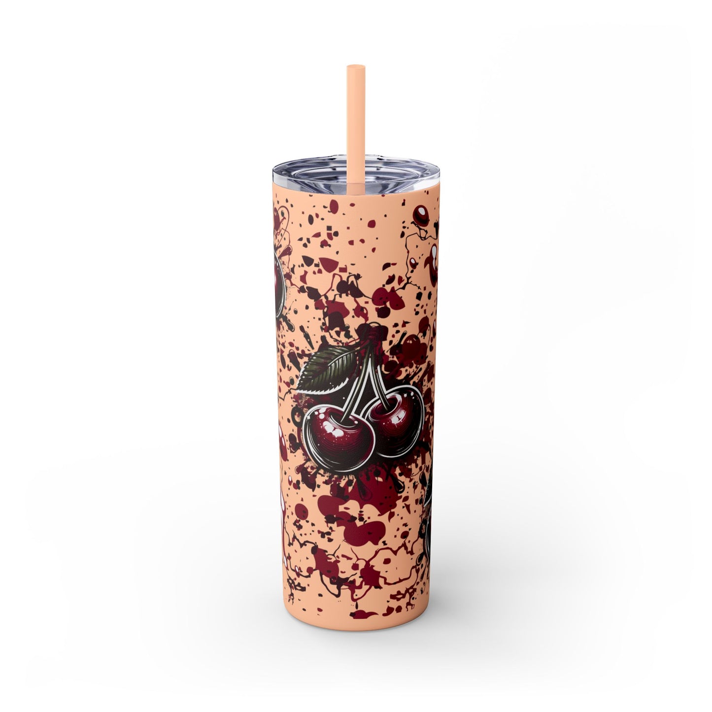 Tumbler Cup, Cherry Aesthetic Design, 20oz with Straw