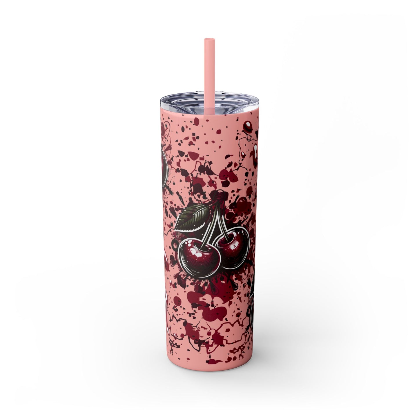Tumbler Cup, Cherry Aesthetic Design, 20oz with Straw