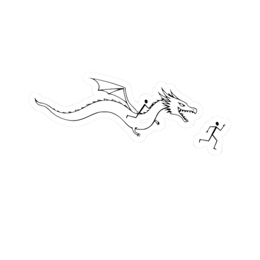 Sticker Dragon Chasing Stick Figure