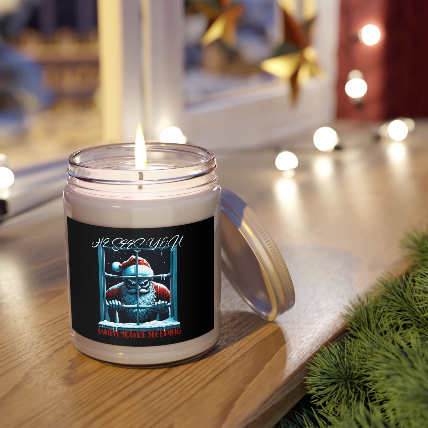 Santa Peeping Candle
