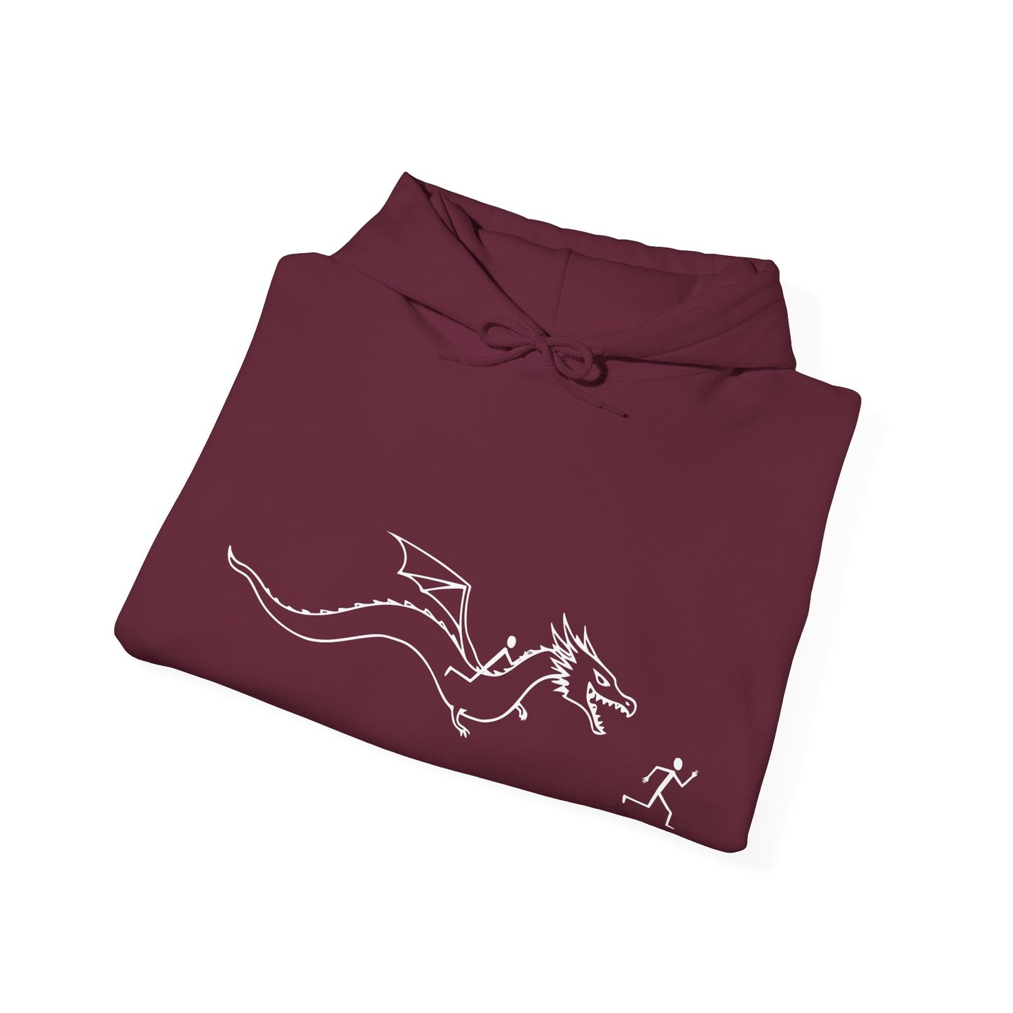 Hooded Sweatshirt - Stick figure Chased by Dragon Design