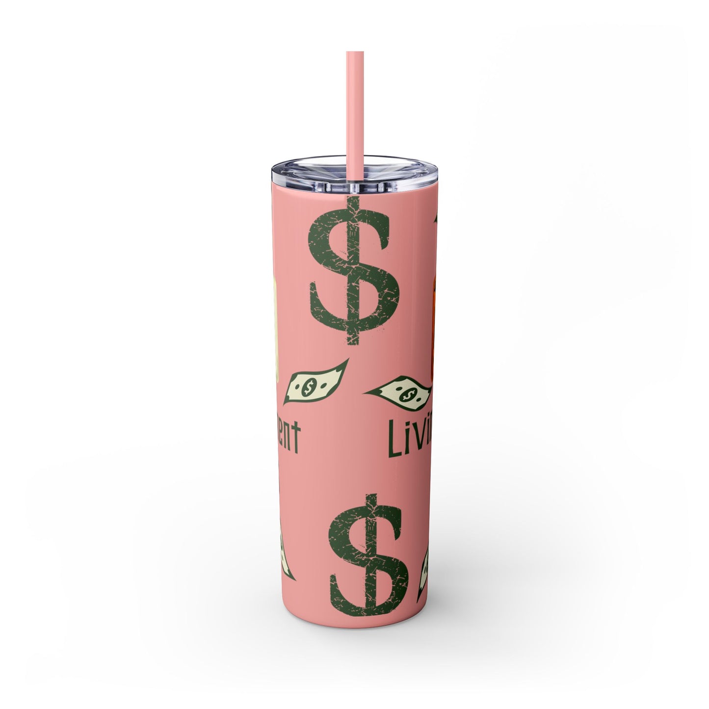 Money-Themed Skinny Tumbler with Straw | 20oz | Chemistry Elements Design
